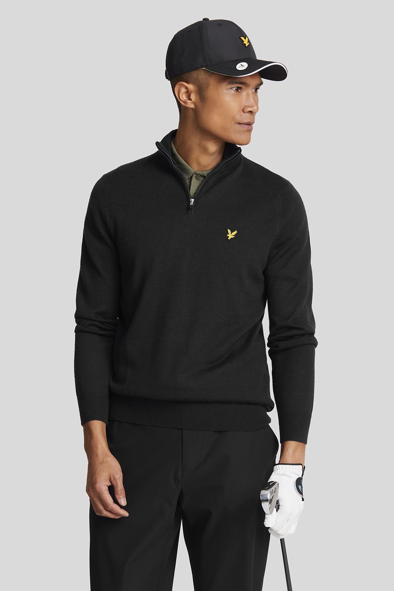 GOLF QUARTER ZIP MERINO JUMPER JET BLACK 2