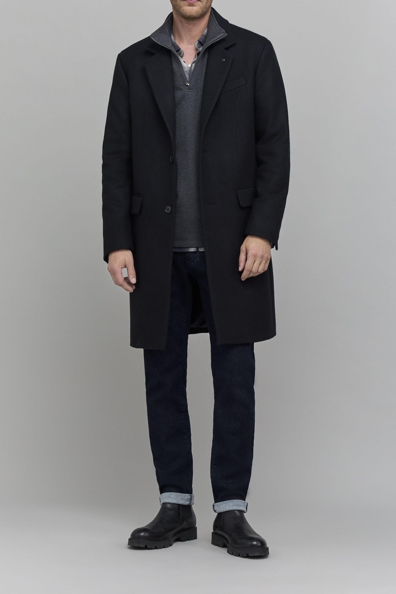 LONG BLACK WOOL COAT 1
