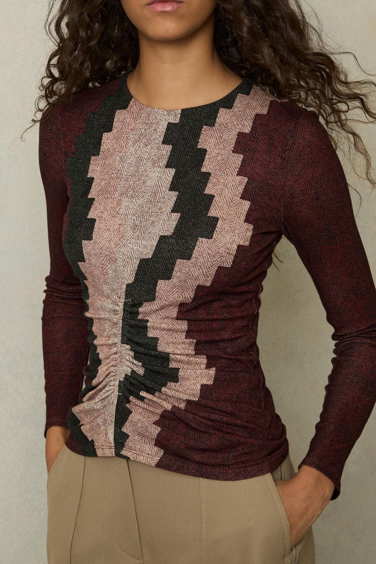 PRINTED TOP BURGUNDY 2