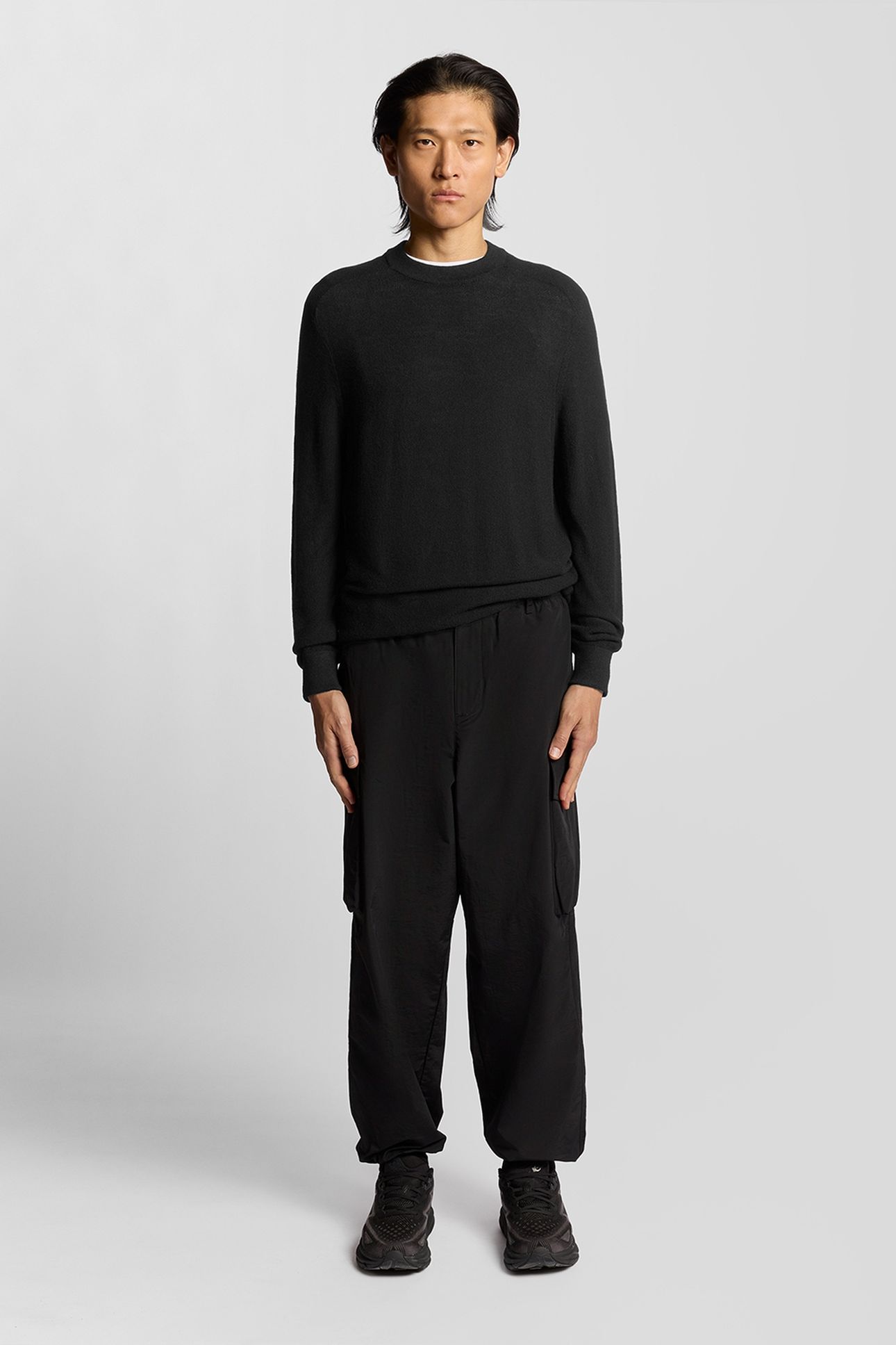 PIQUE MOCK NECK JUMPER JET BLACK 1