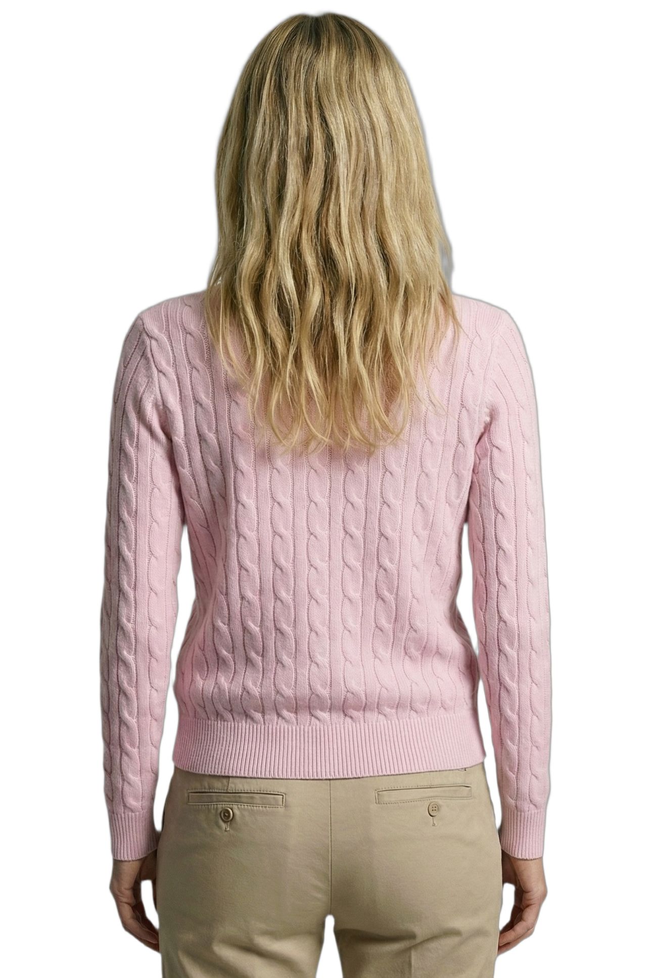 CABLE BUTTON CARDIGAN LIGHT PINK 2