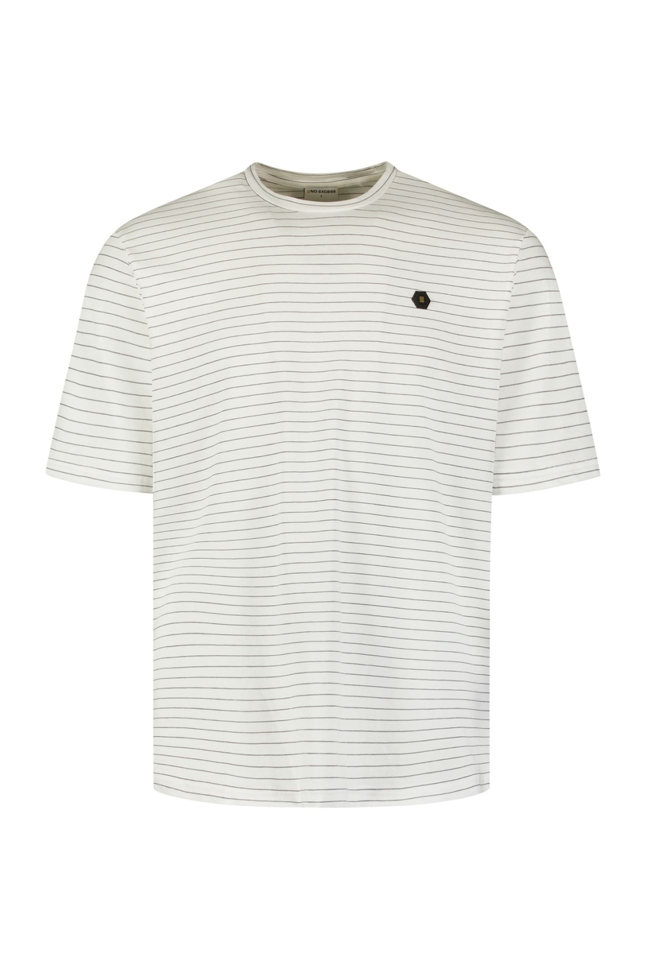 T-SHIRT CREWNECK PIN STRIPE GARMENT DYED WHITE 1