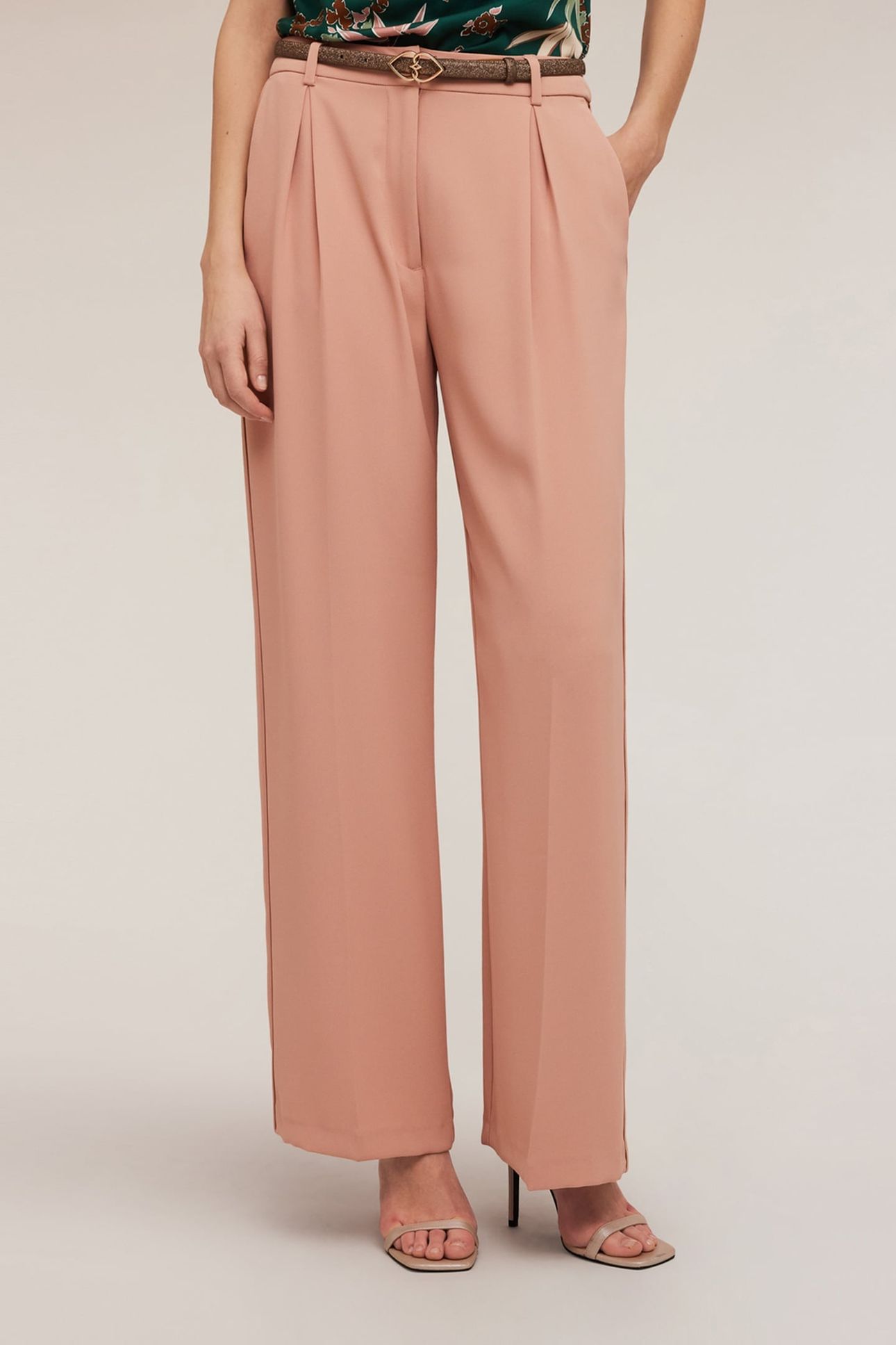 SATIN PALAZZO TROUSERS WITH SIDE PIPING PINK 2