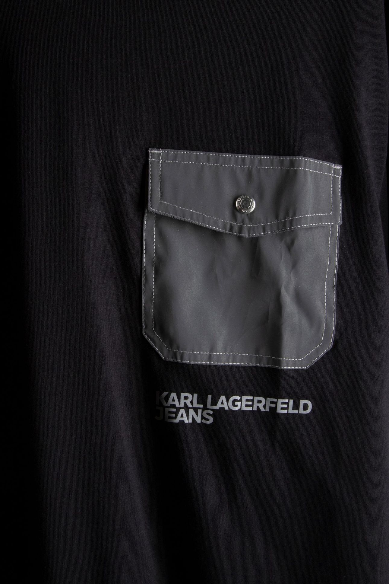 BLACK KLJ REG MIXED MATERIAL TEE 4
