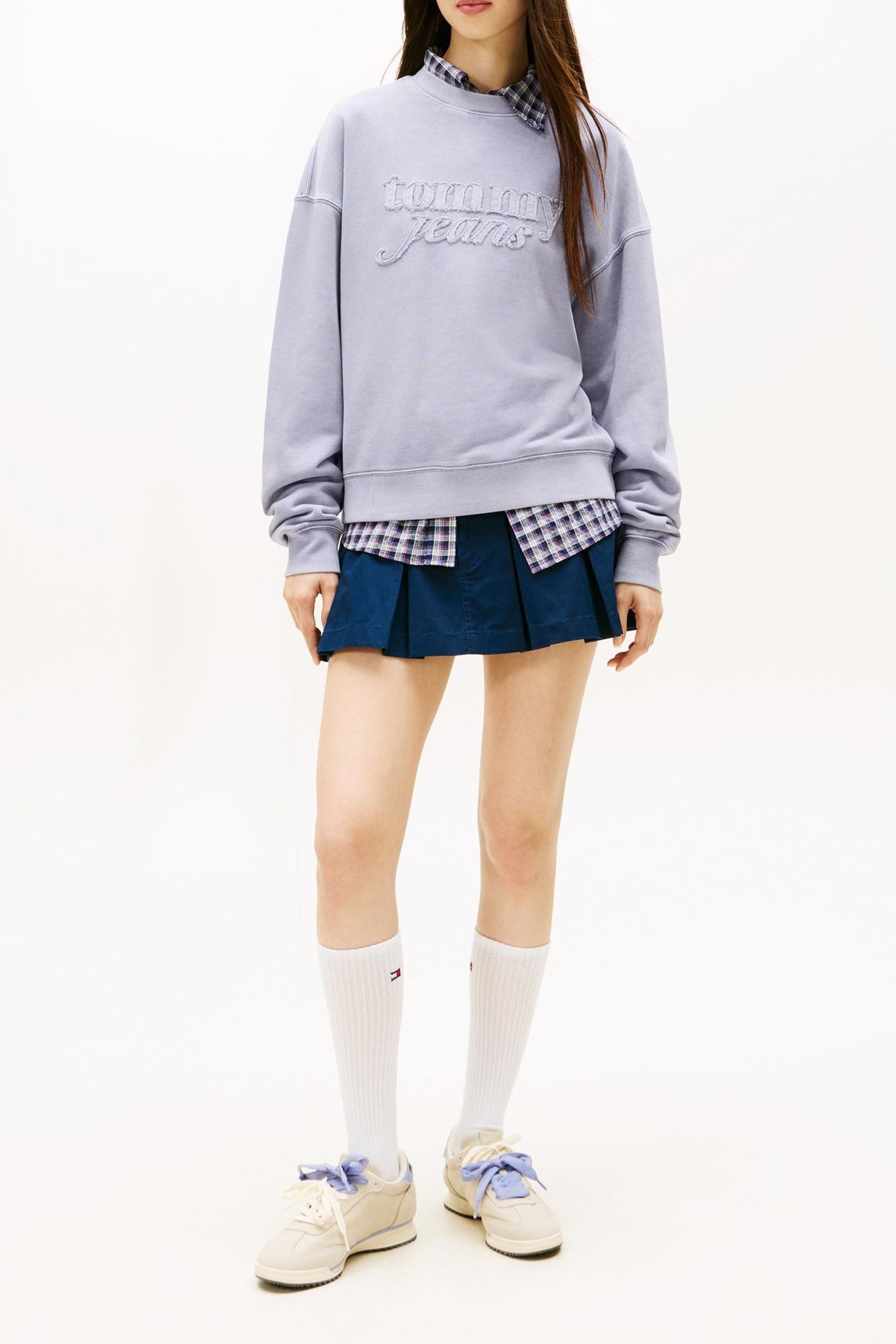 LOGO APPLIQUÉ WASHED BOXY SWEATSHIRT PERIWINKLE DUSK 1