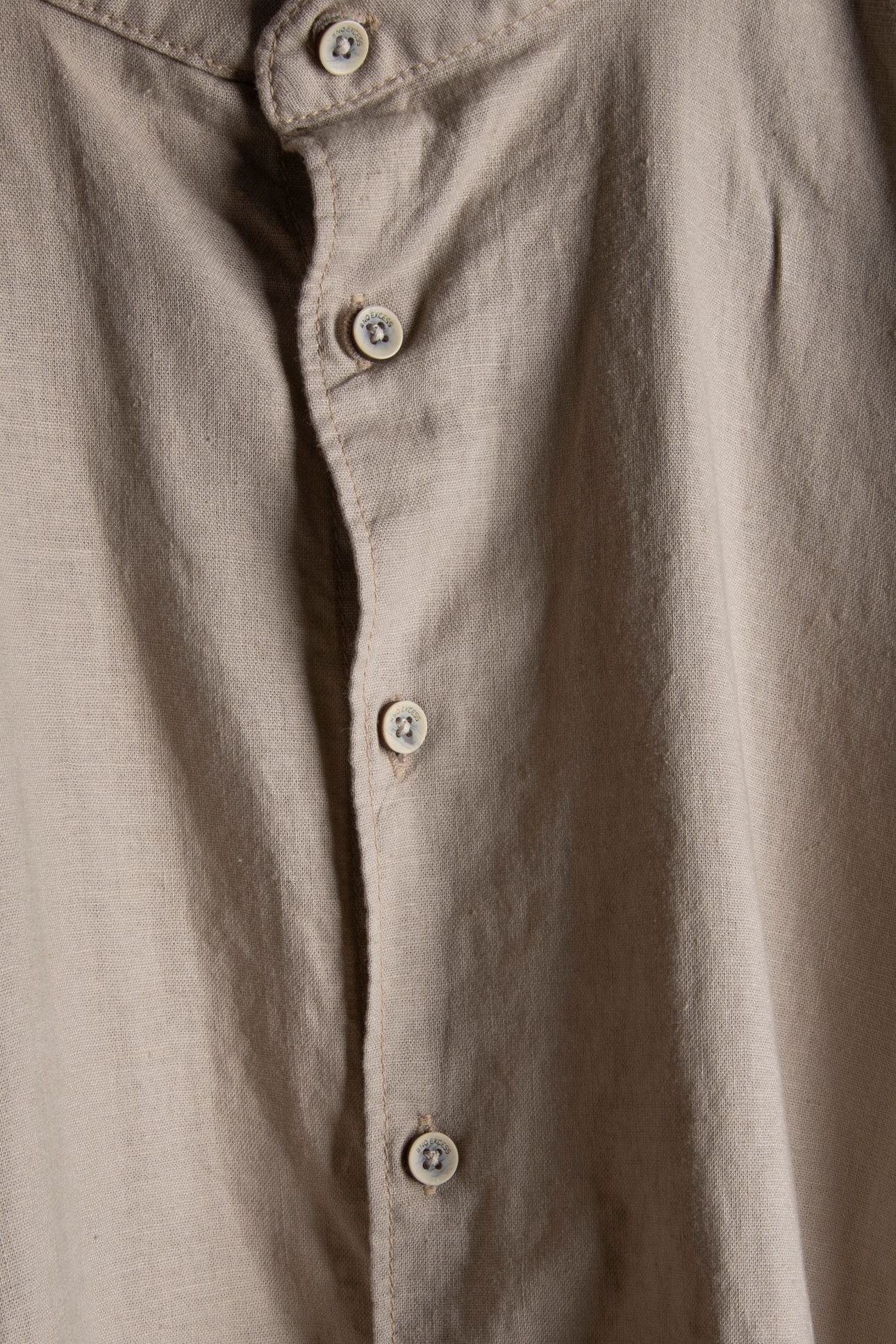 SHIRT SHORT SLEEVE GRANDDAD SOLID WITH LINEN LIGHT DESERT 5