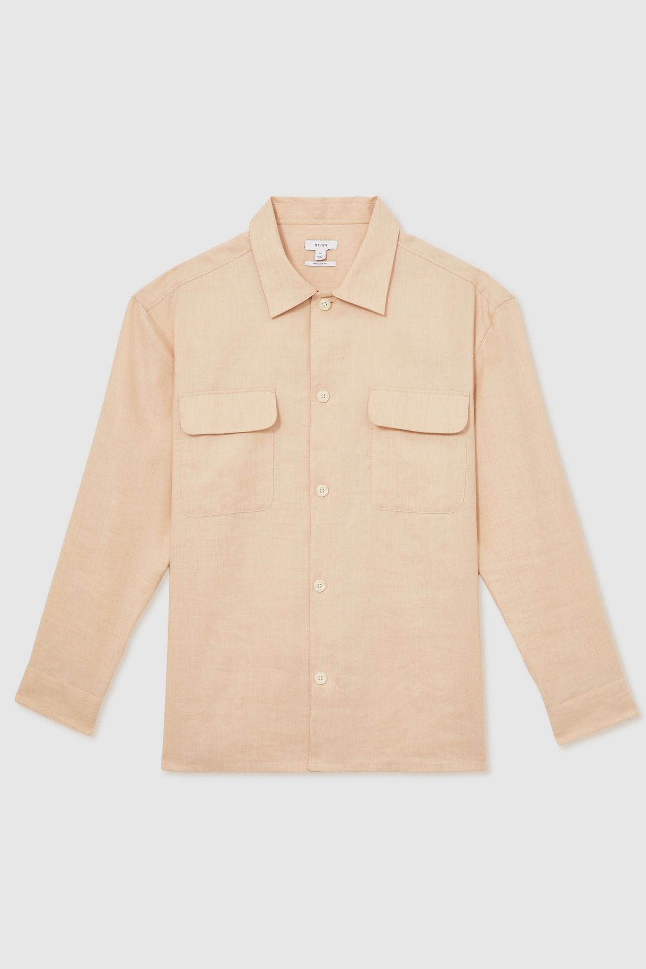 LS LINEN TWIN POCKET OVERSHIRT STONE 4