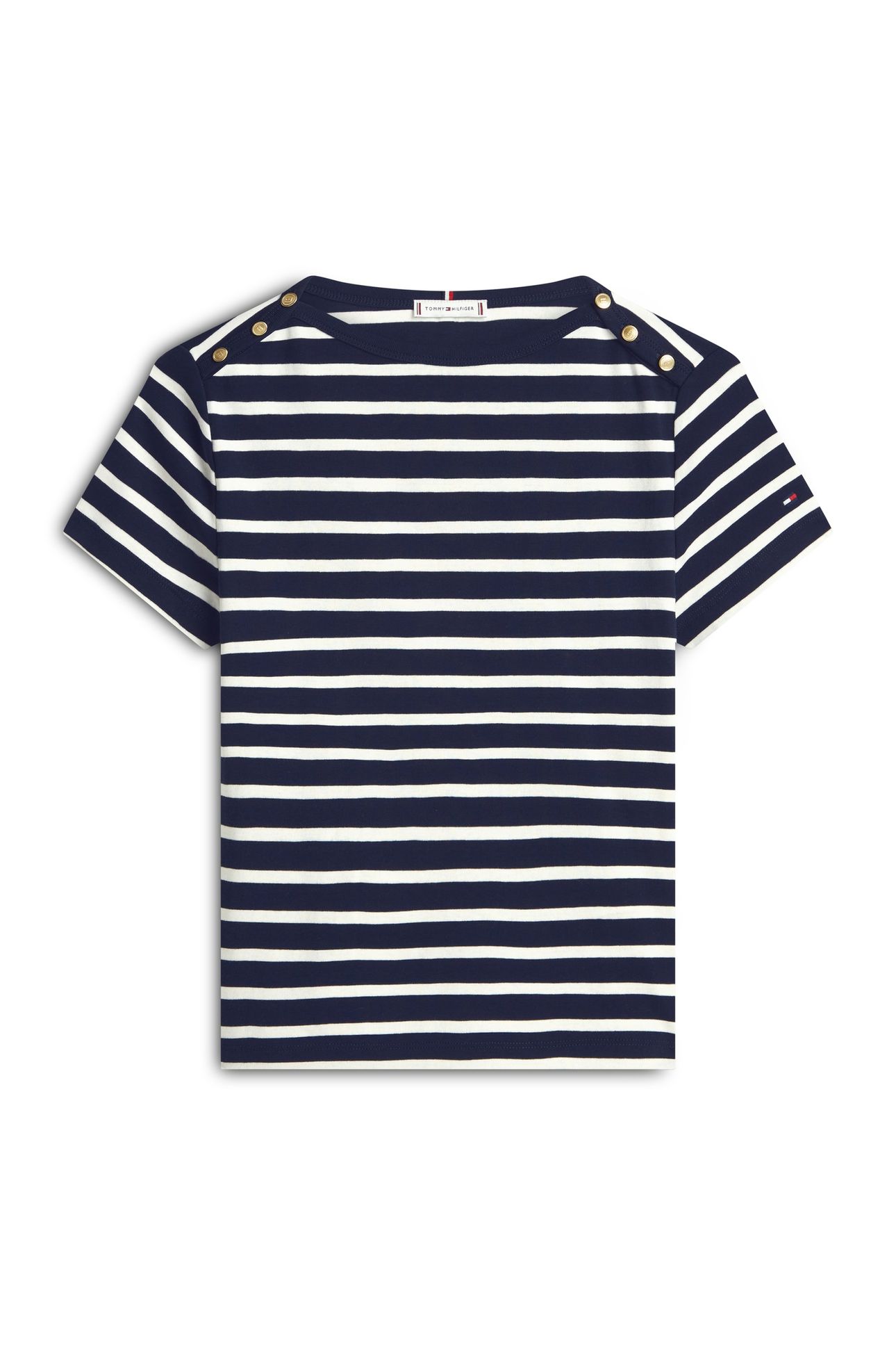 GOLD BUTTON SLIM SS TEE BRETON STRIPE DARK NIGHT/ECRU 3