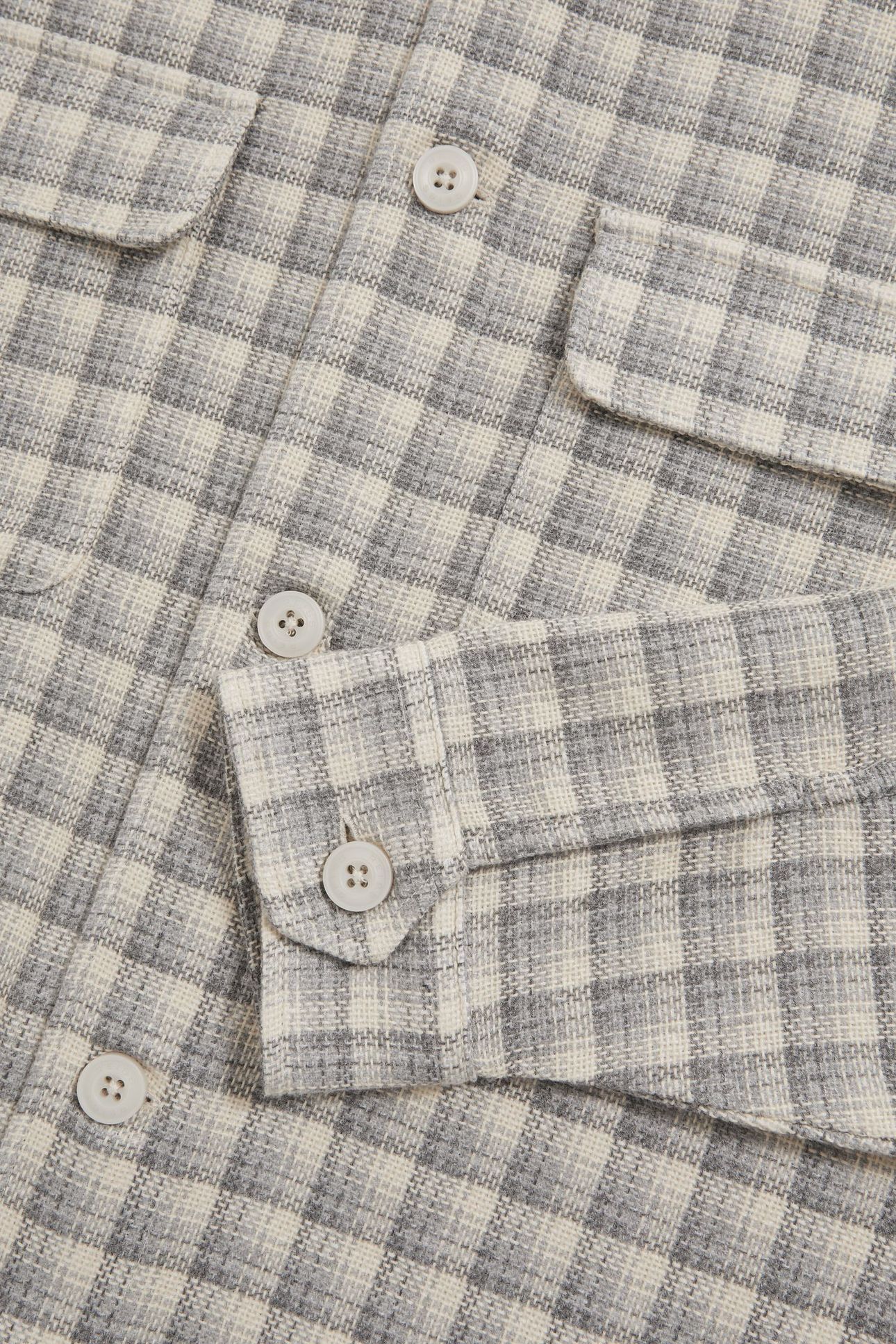 LS TEXTURED CHECK TWIN POCKET OVERSHIRT LIGHT GREY 5