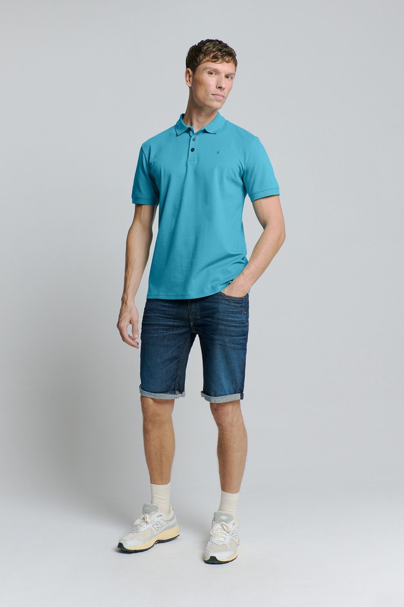 POLO PIQUE SOLID STRETCH SEABLUE 2