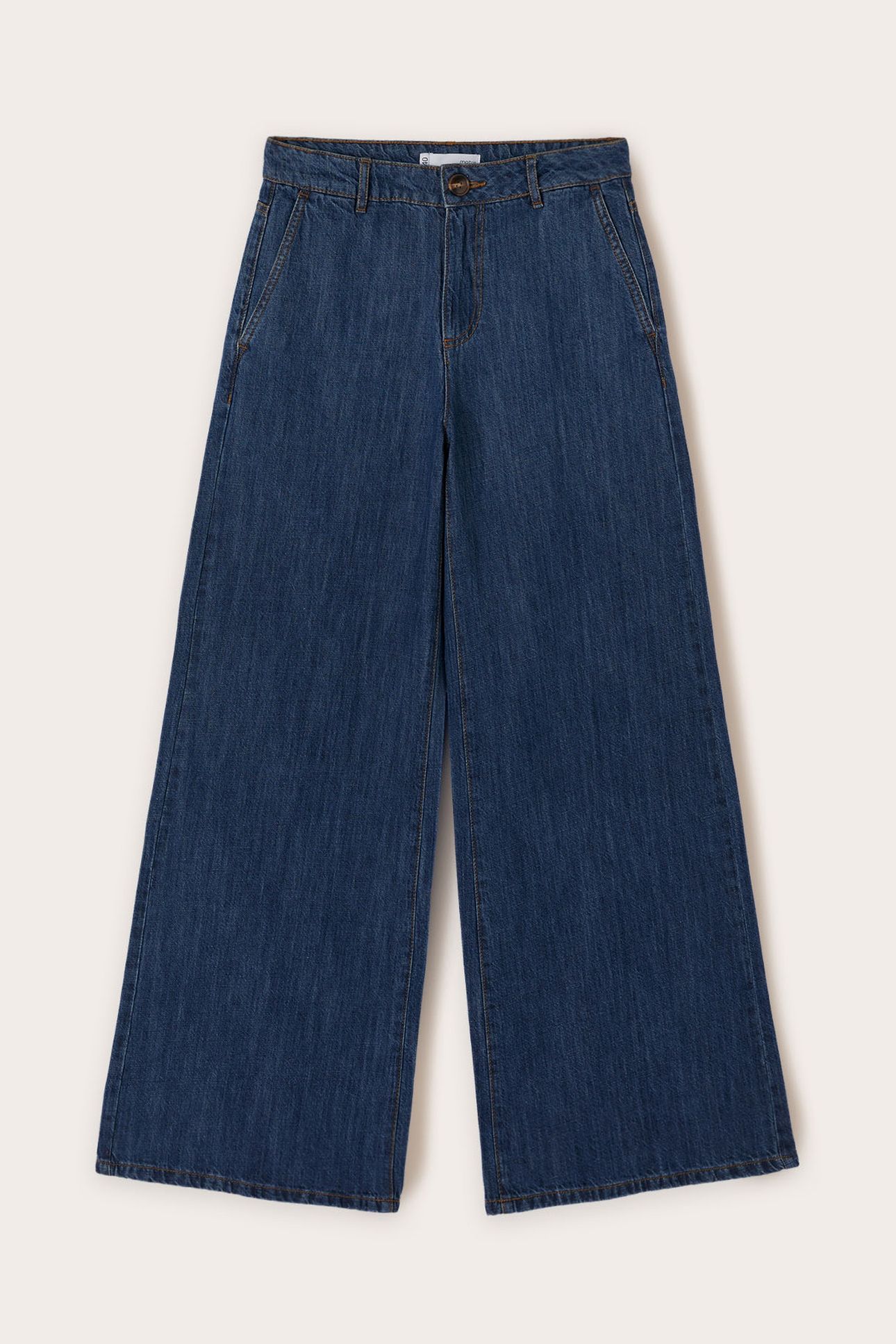 WIDE LEG JEANS IN LINEN BLEND BLUE 4
