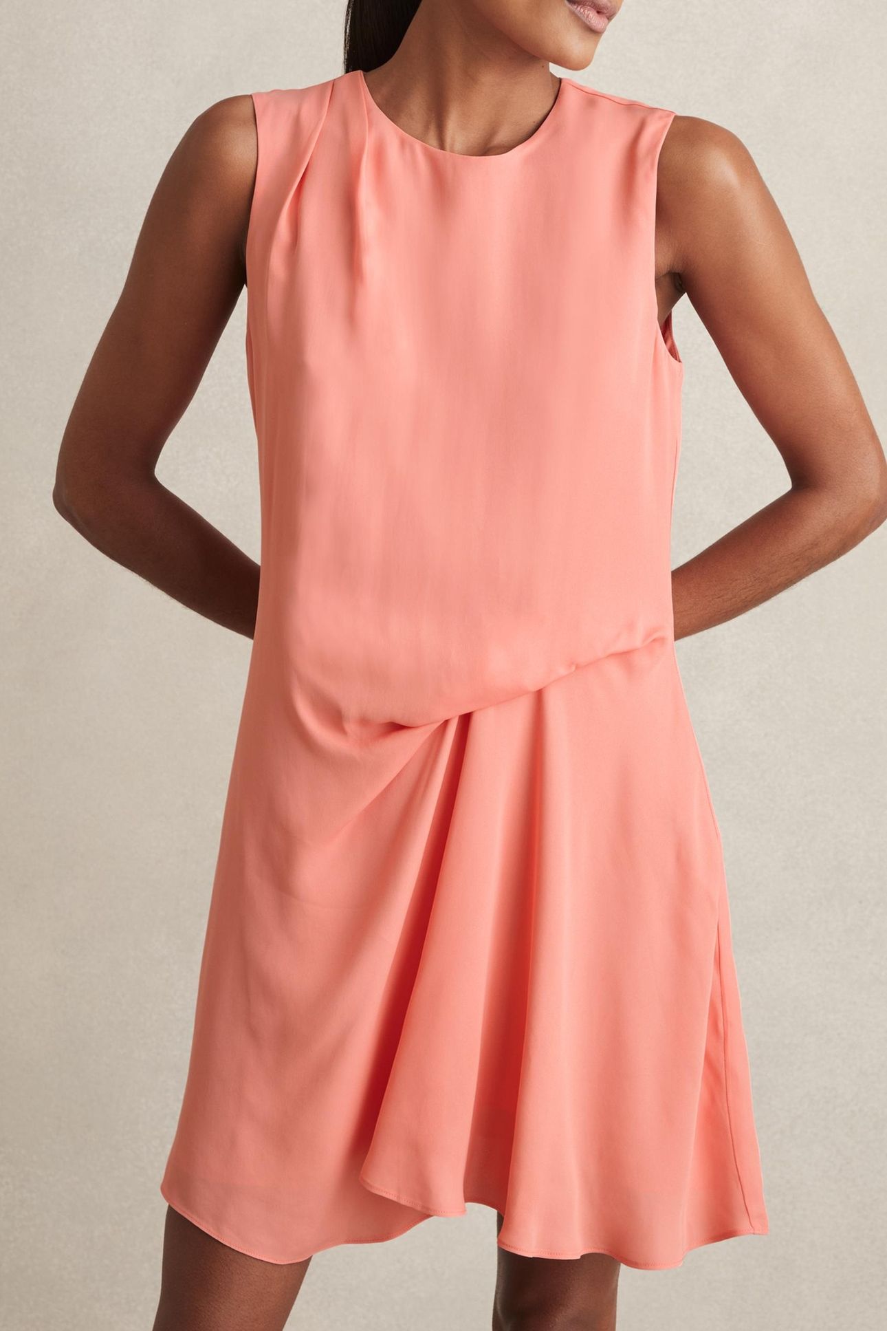 SHORT DRAPE DRESS CORAL 1
