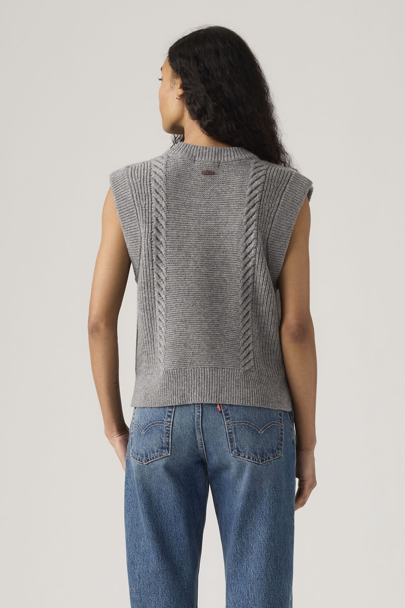 INES CABLE SWEATER VEST GREY 2