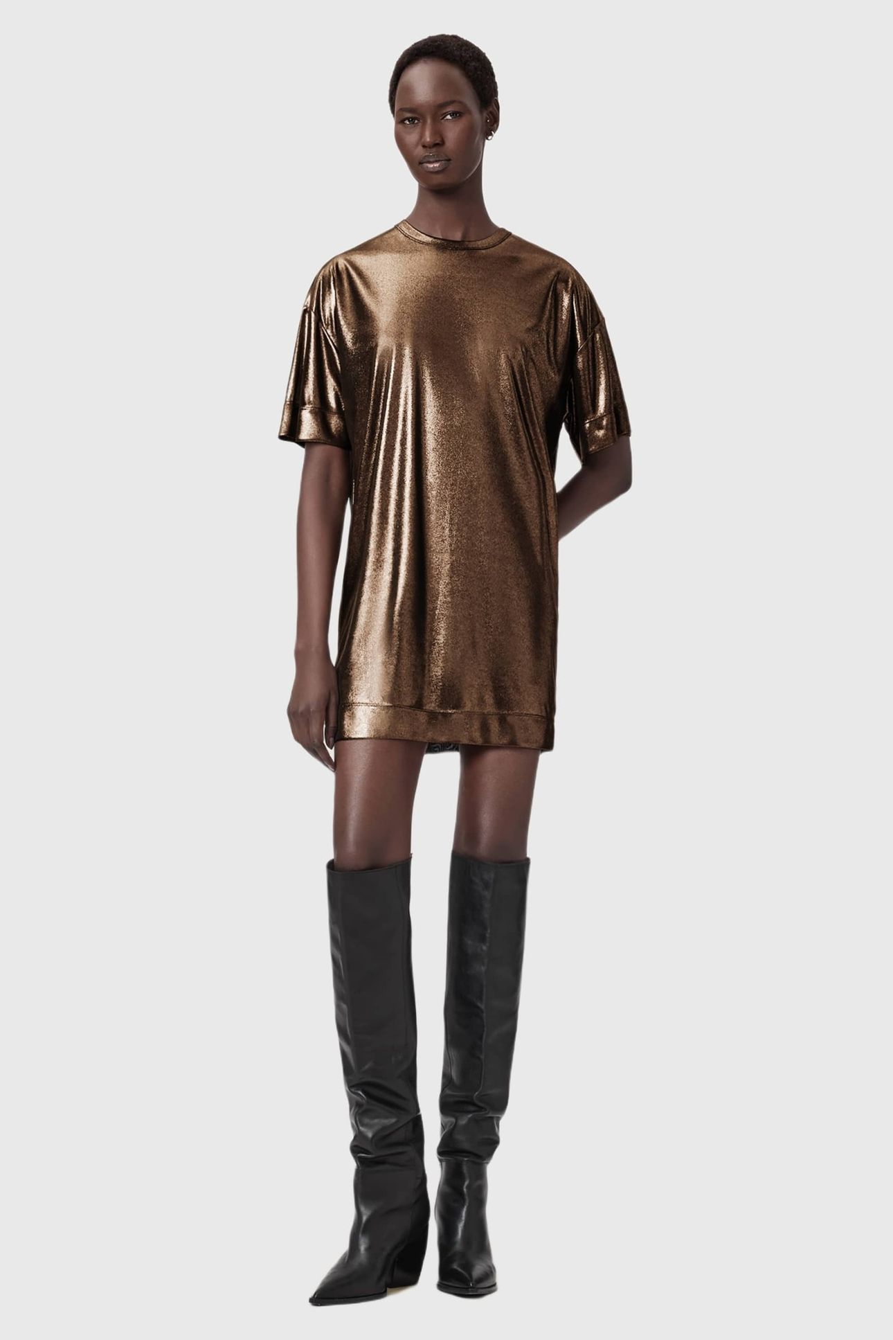 SPARKLE TEE DRESS BRONZE GOLD 3