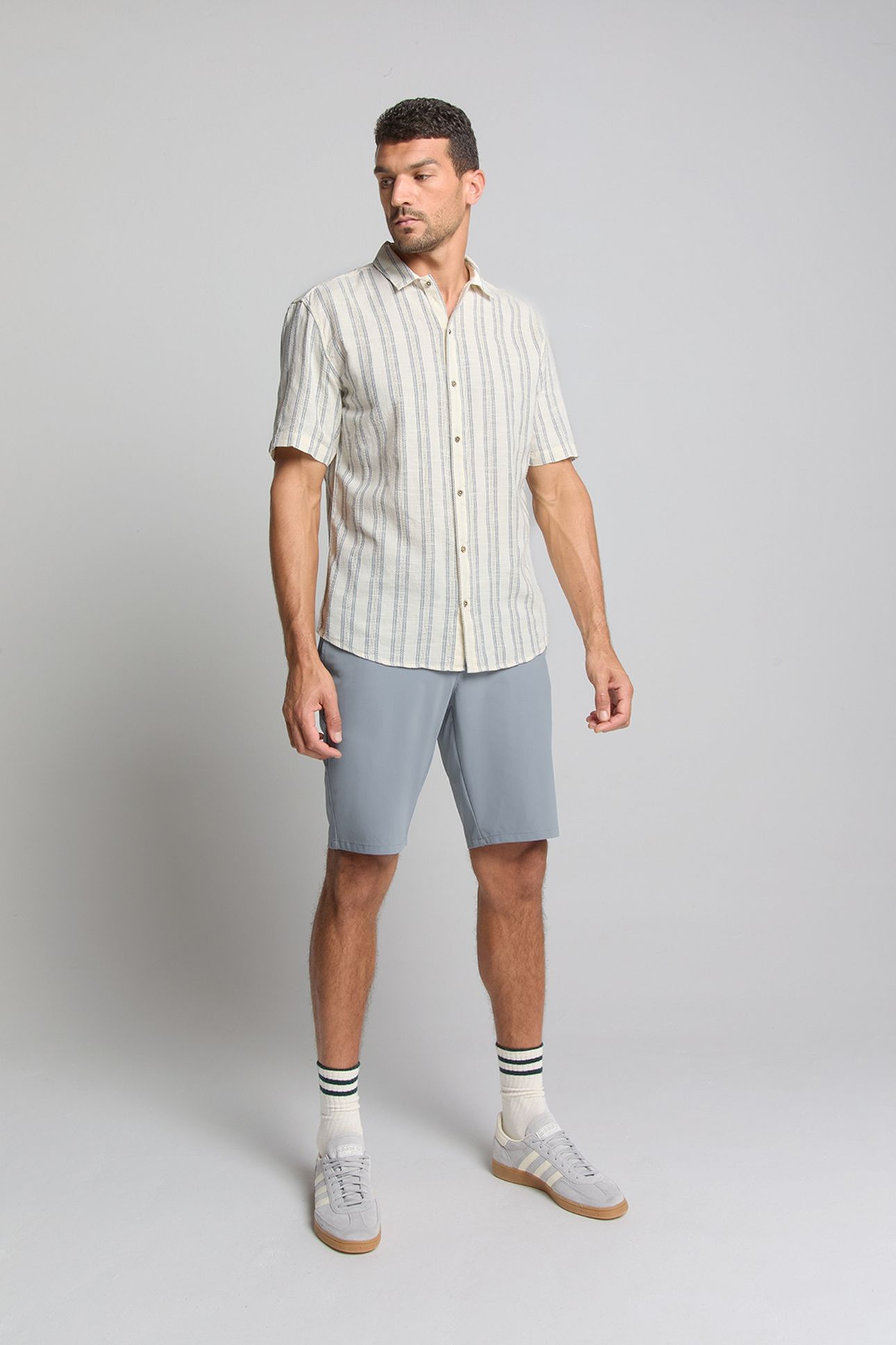 SHIRT SHORT SLEEVE VERTICAL DOBBY STRIPES OFFWHITE 3