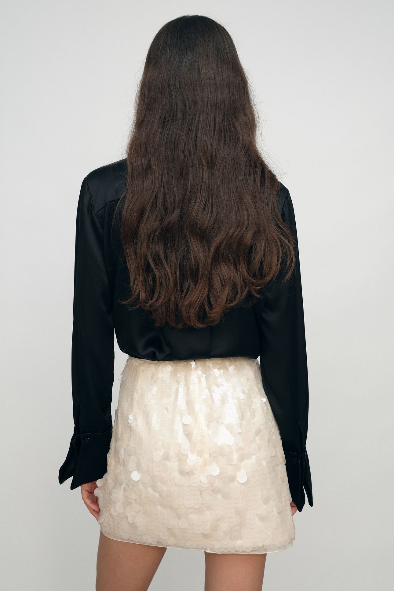 SEQUIN MINI SKIRT CREAM 2