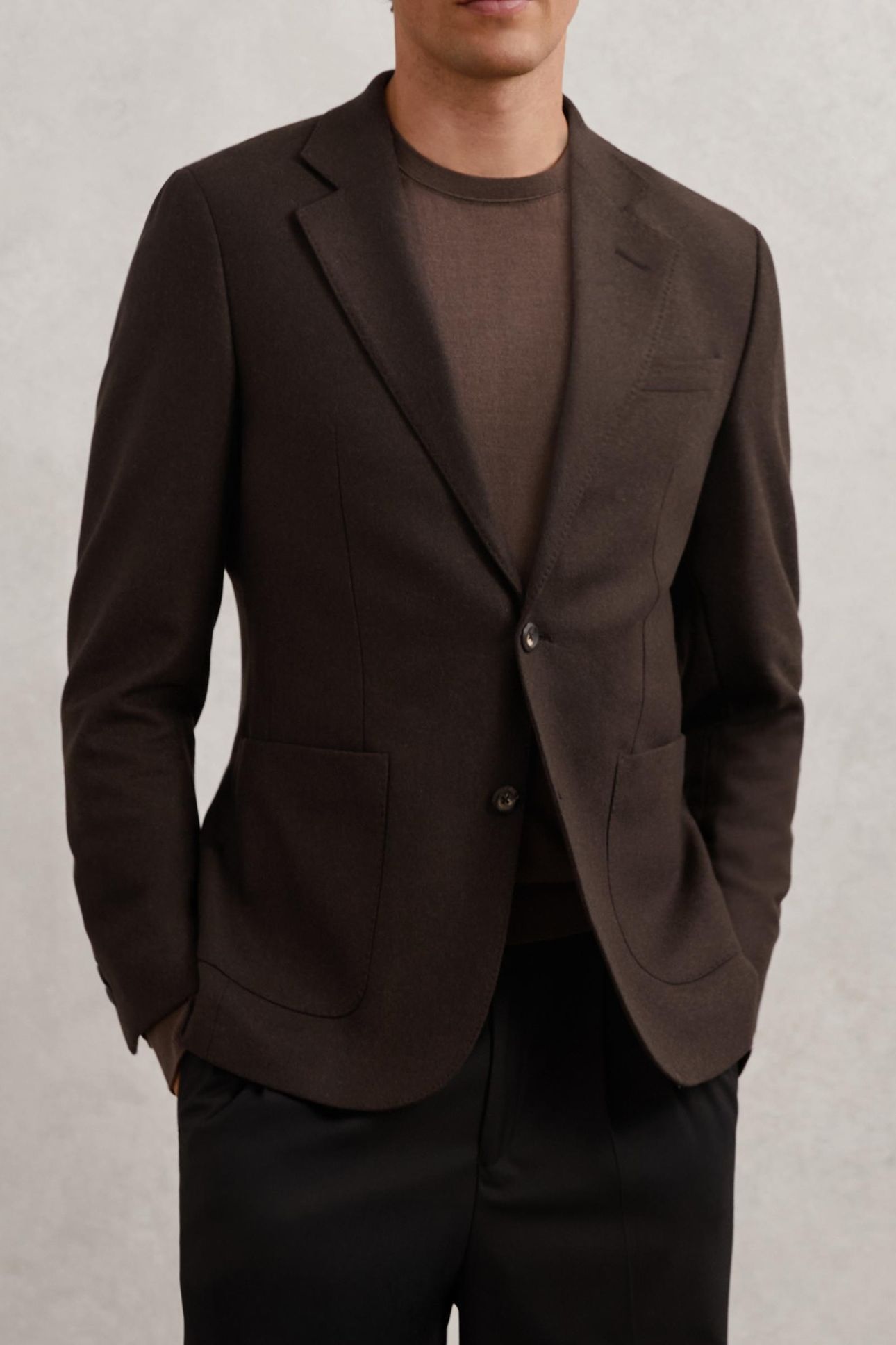 SB NOTCH FLANNEL BLAZER CHOCOLATE BROWN 1