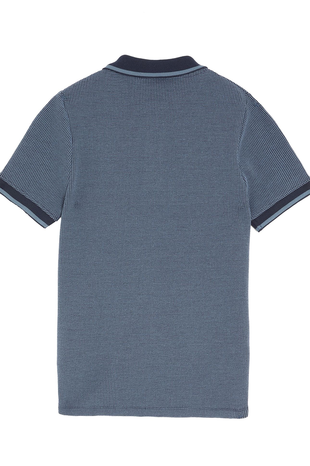 TWO TONE WAFFLE POLO SHIRT DARK NAVY 2