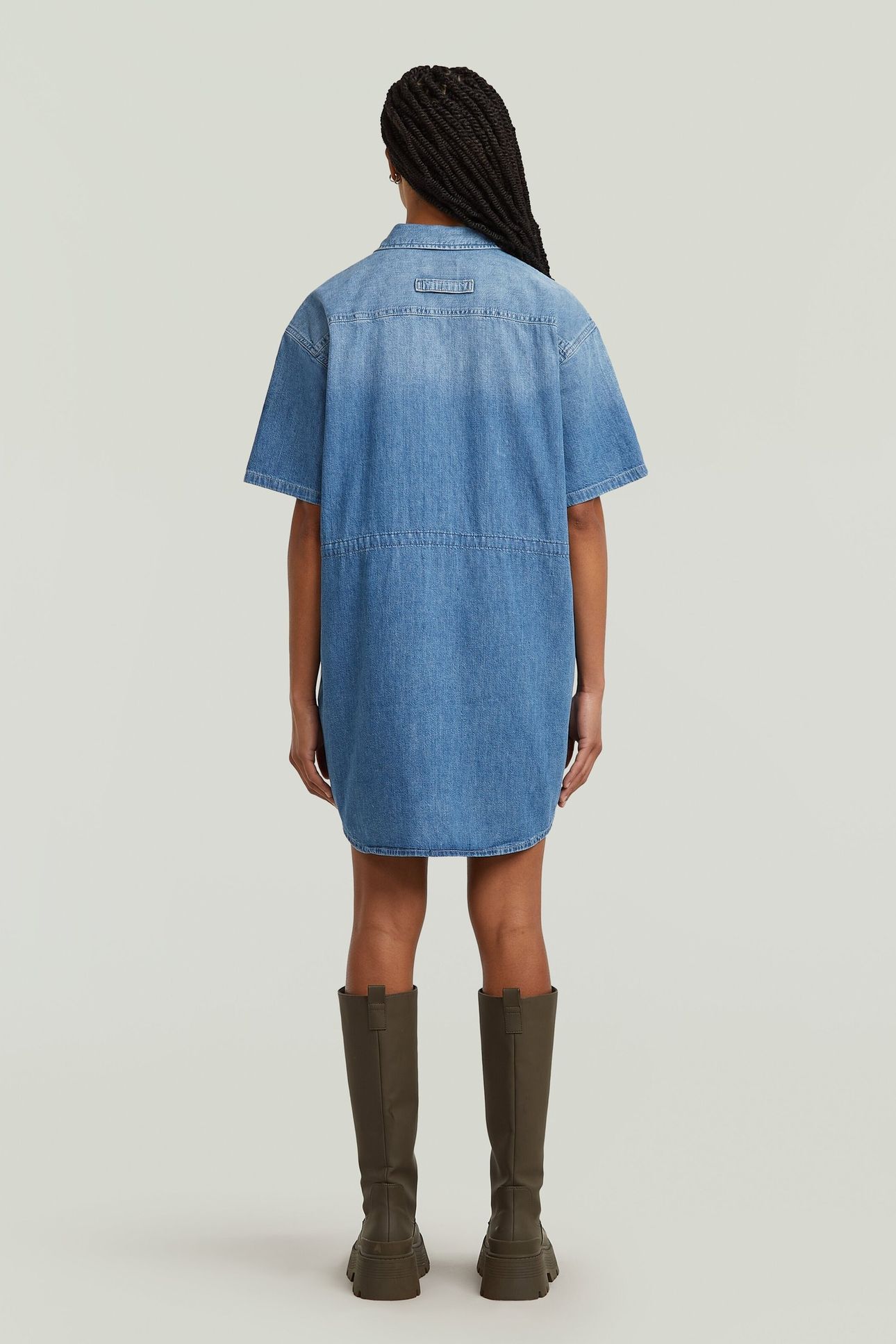 RELAXED DRAWCORD S/S DRESS FADED ISLES BLUE 2