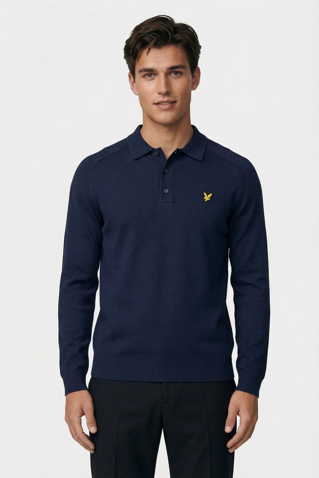 GOLF LONG SLEEVE KNITTED POLO RYDER BLUE 2