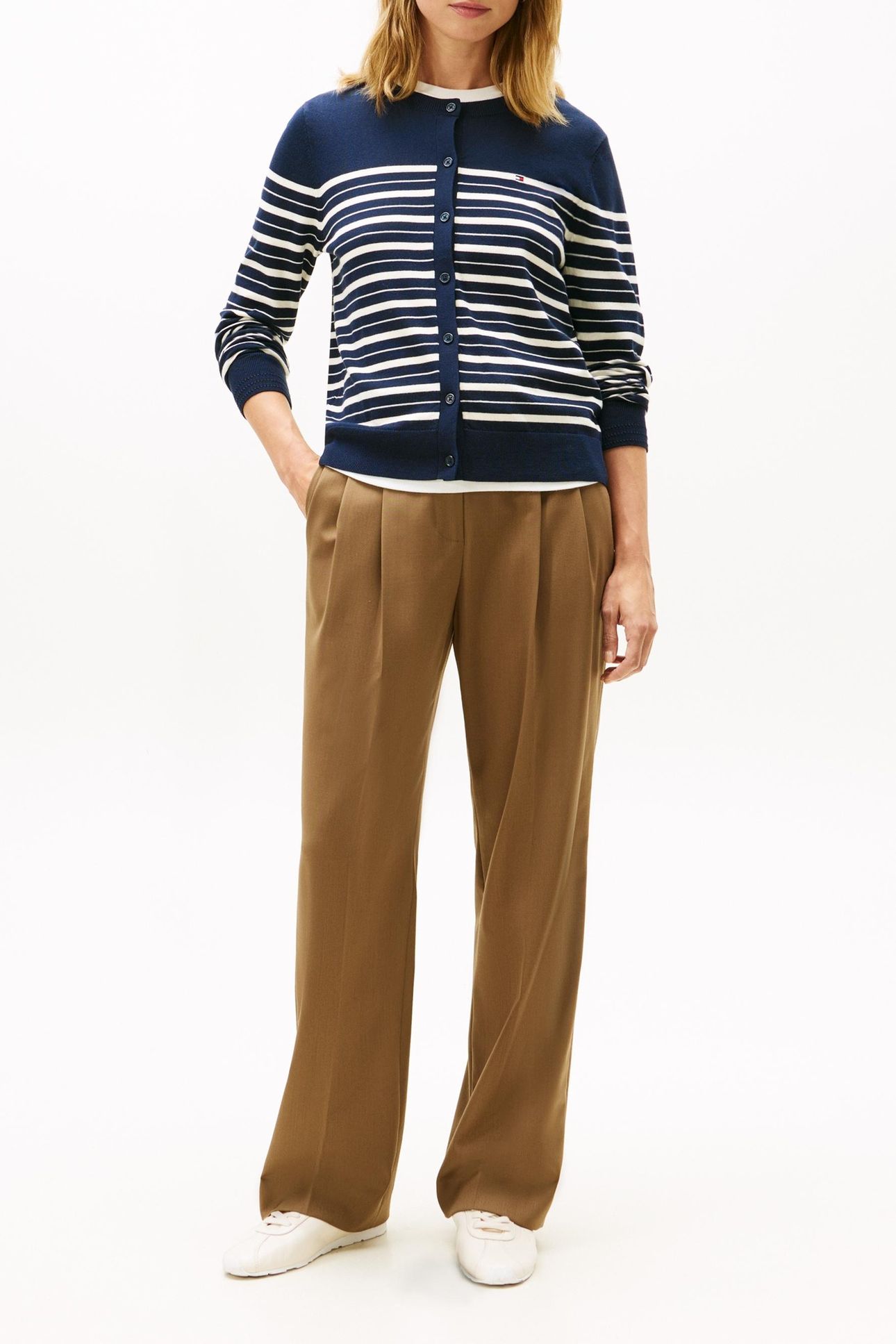 JERSEY CREW NECK CARDIGAN DARK NIGHT NAVY/CALICO MULTI 5