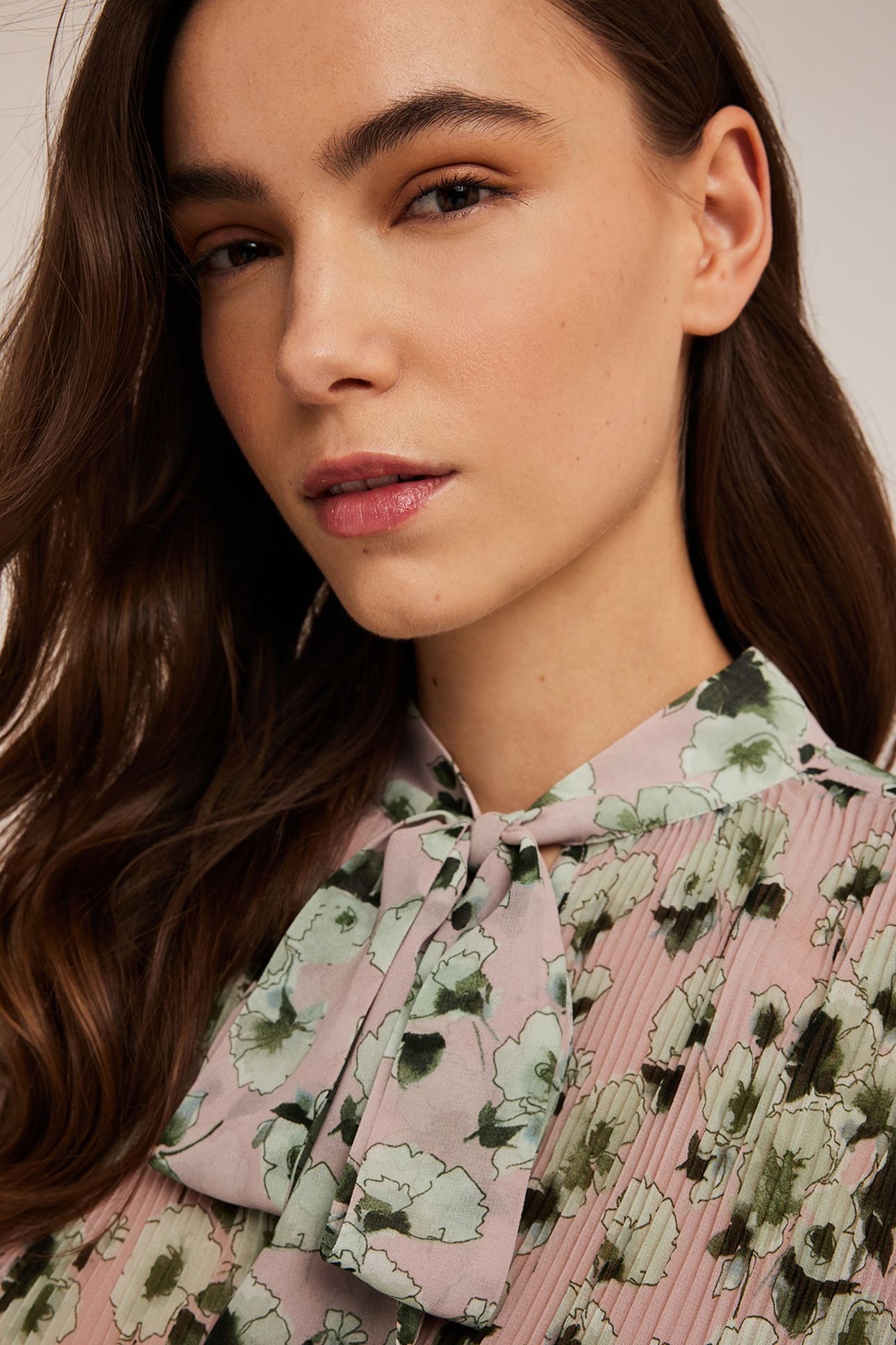 FLORAL PATTERNED CHIFFON BLOUSE AQUA GREEN 4