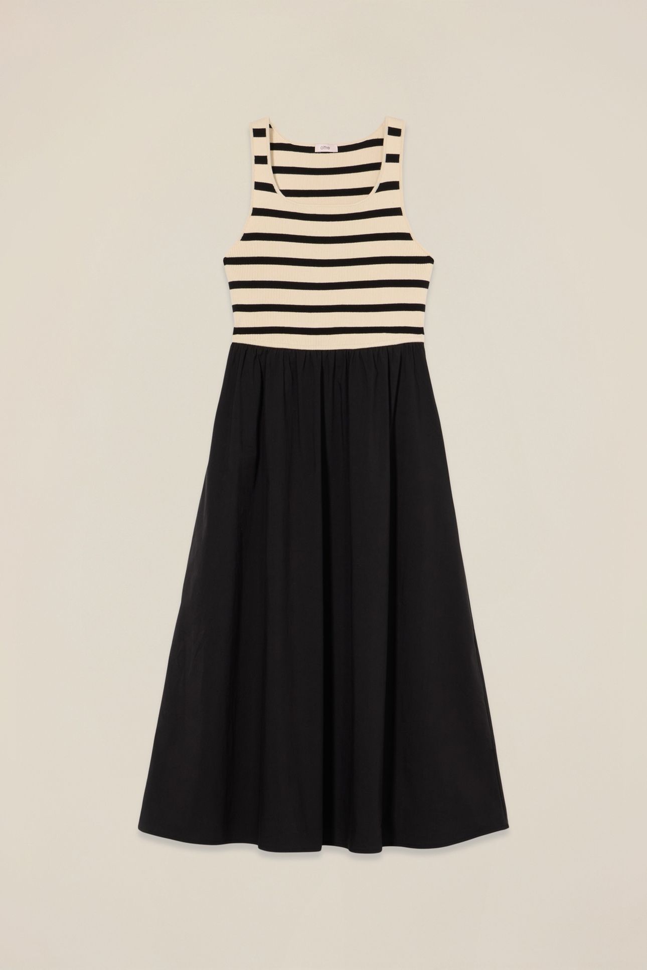 LONG DRESS WITH STRIPED SECTION BLACK 4
