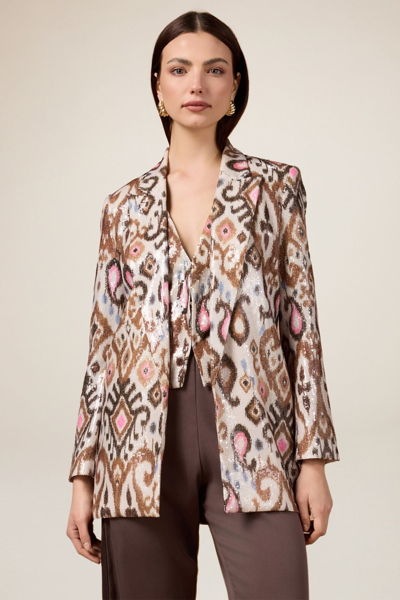 BLAZER WITH SEQUIN EMBROIDERY BEIGE 2