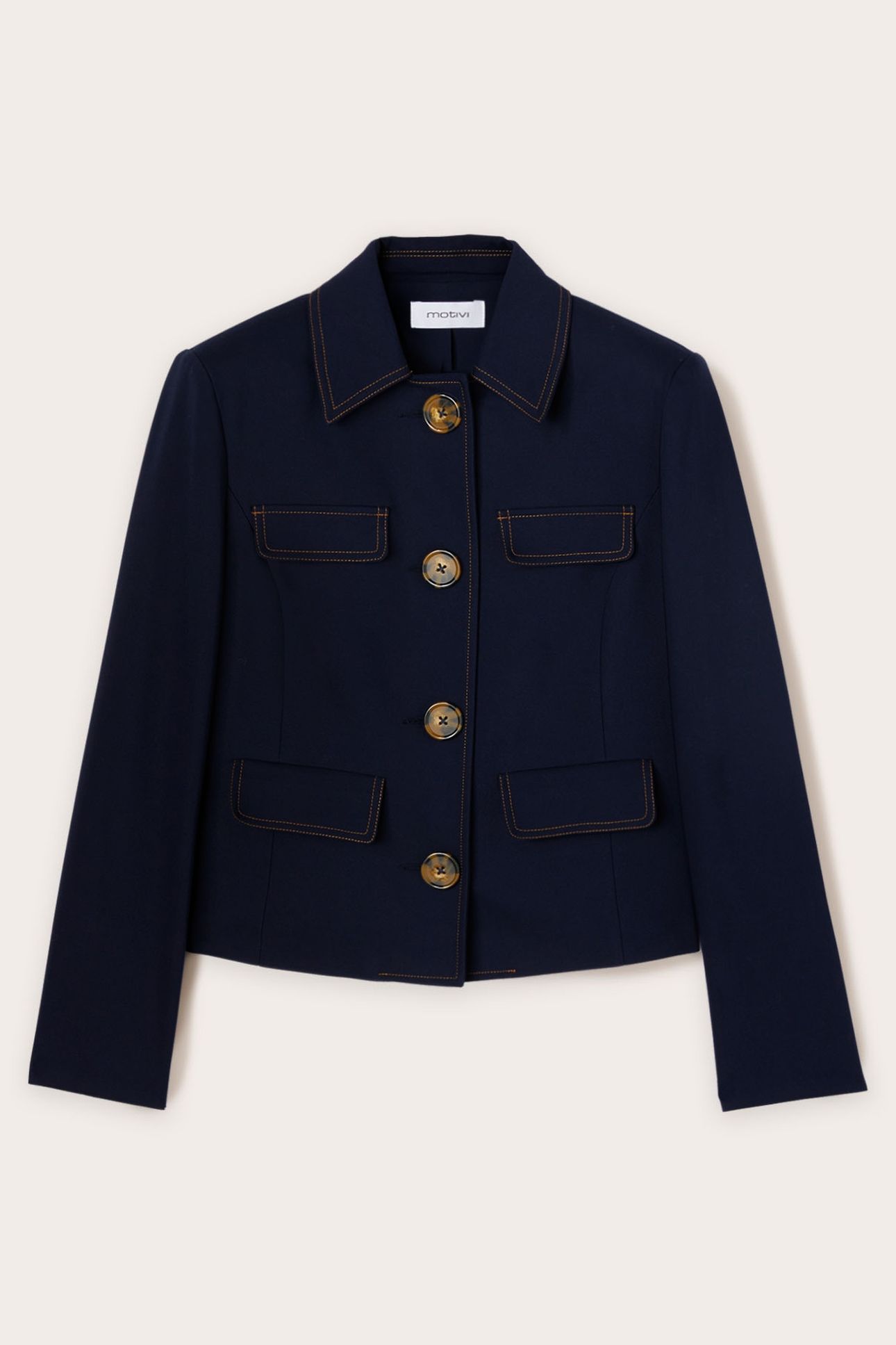 COTTON JACKET WITH OVERSIZED BUTTONS BLUE 4