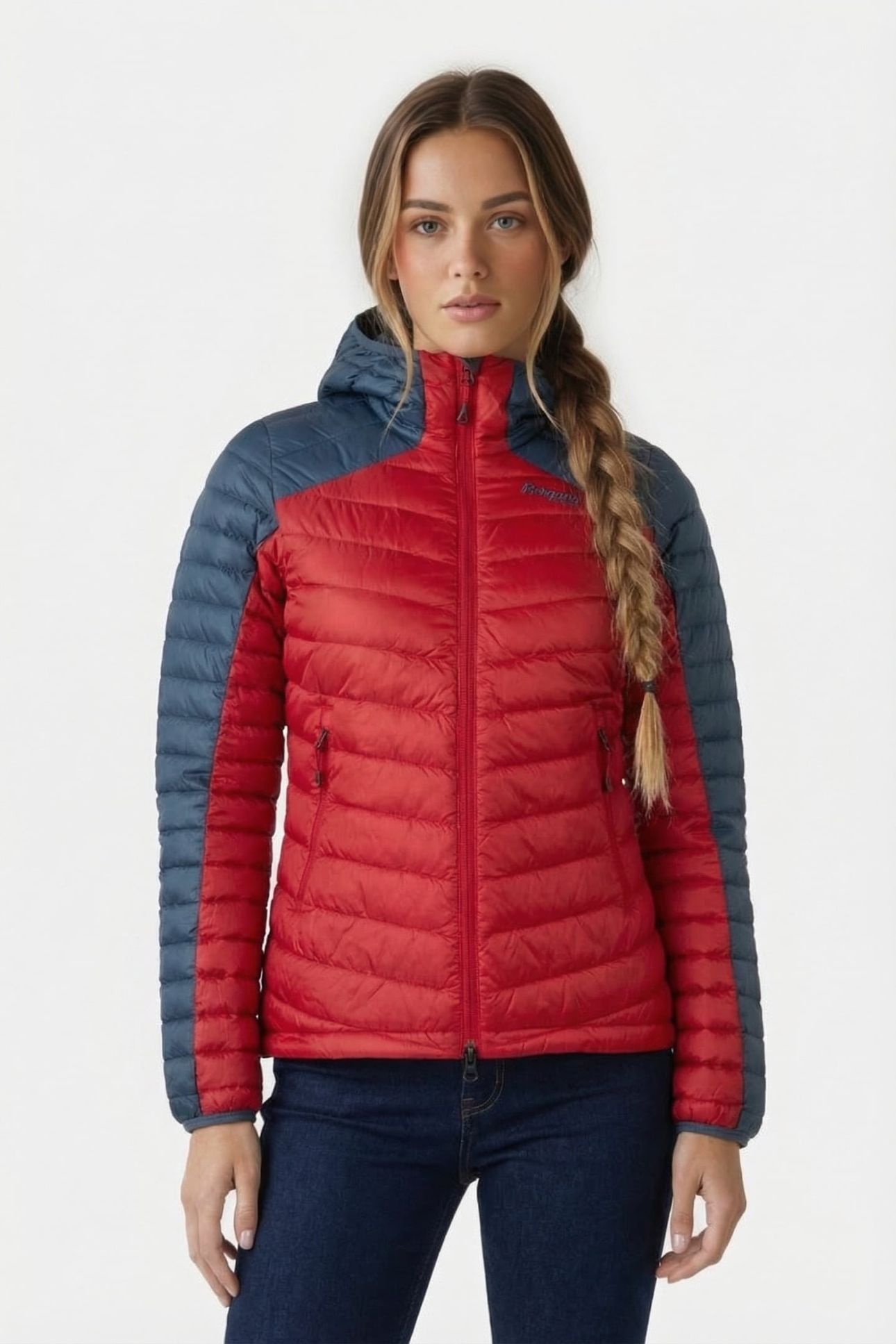 RØROS DOWN LIGHT W JACKET W/HOOD RED/ORION BLUE 1