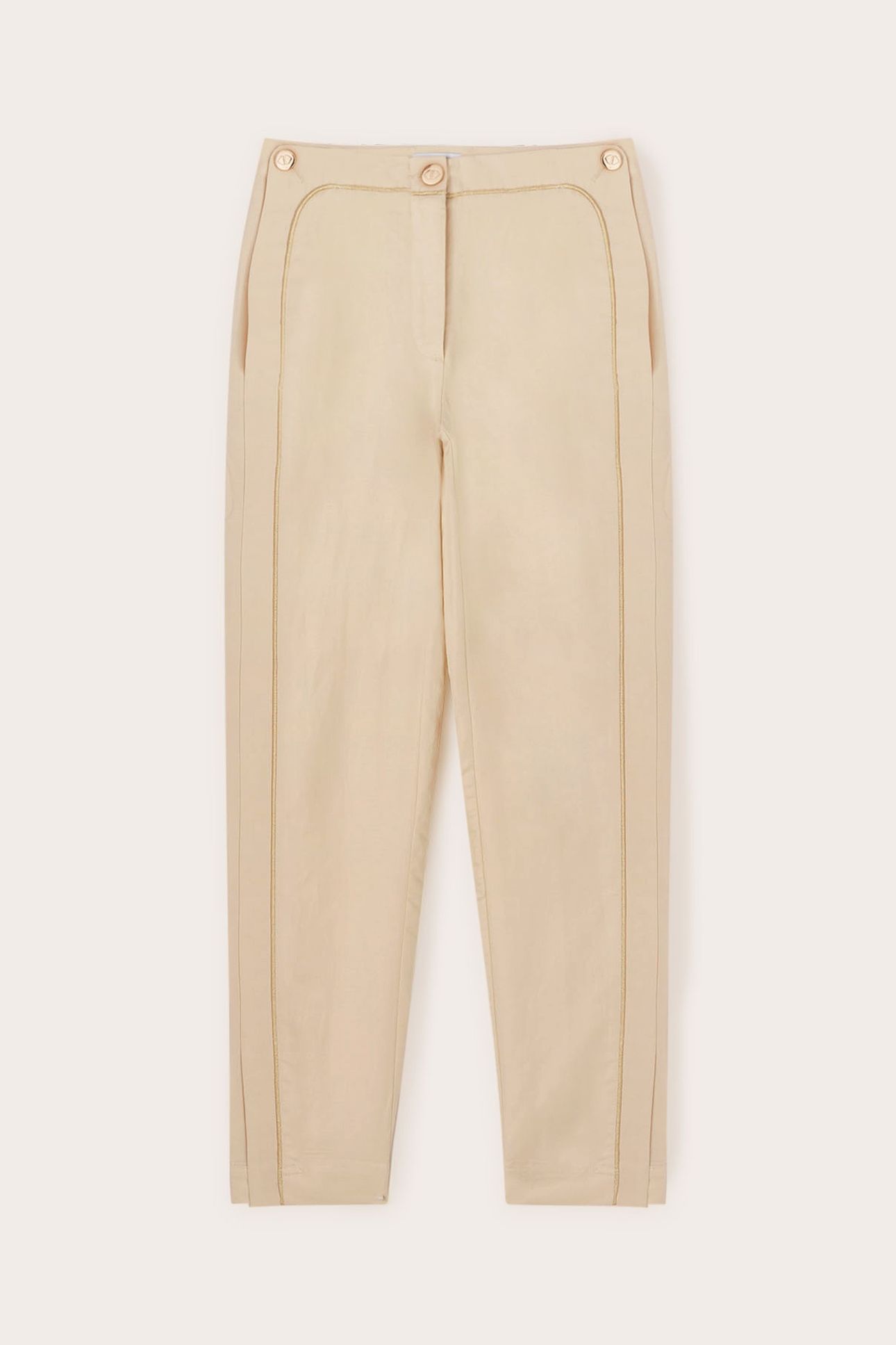 TROUSERS WITH PIPING AND SLIT AT THE HEM BEIGE 5
