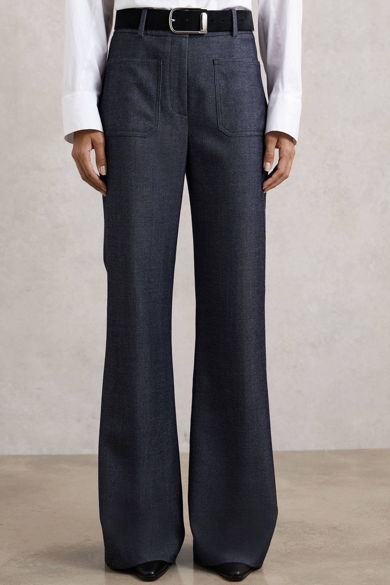 FLARE FLANNEL TROUSER BLUE 1