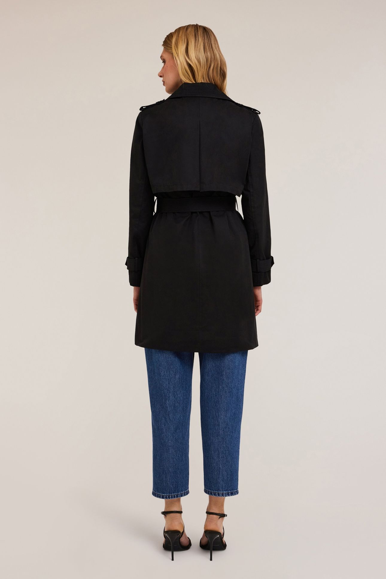 DOUBLE-BREASTED TECHNICAL FABRIC TRENCH-COAT BLACK 2