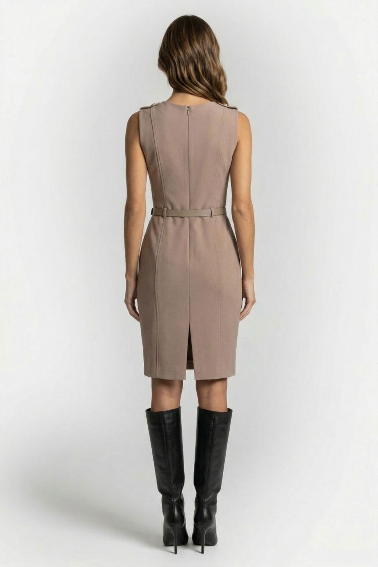 MARCIANO BY GUESS MASHA BELTED DRESS SILK TAUPE 2