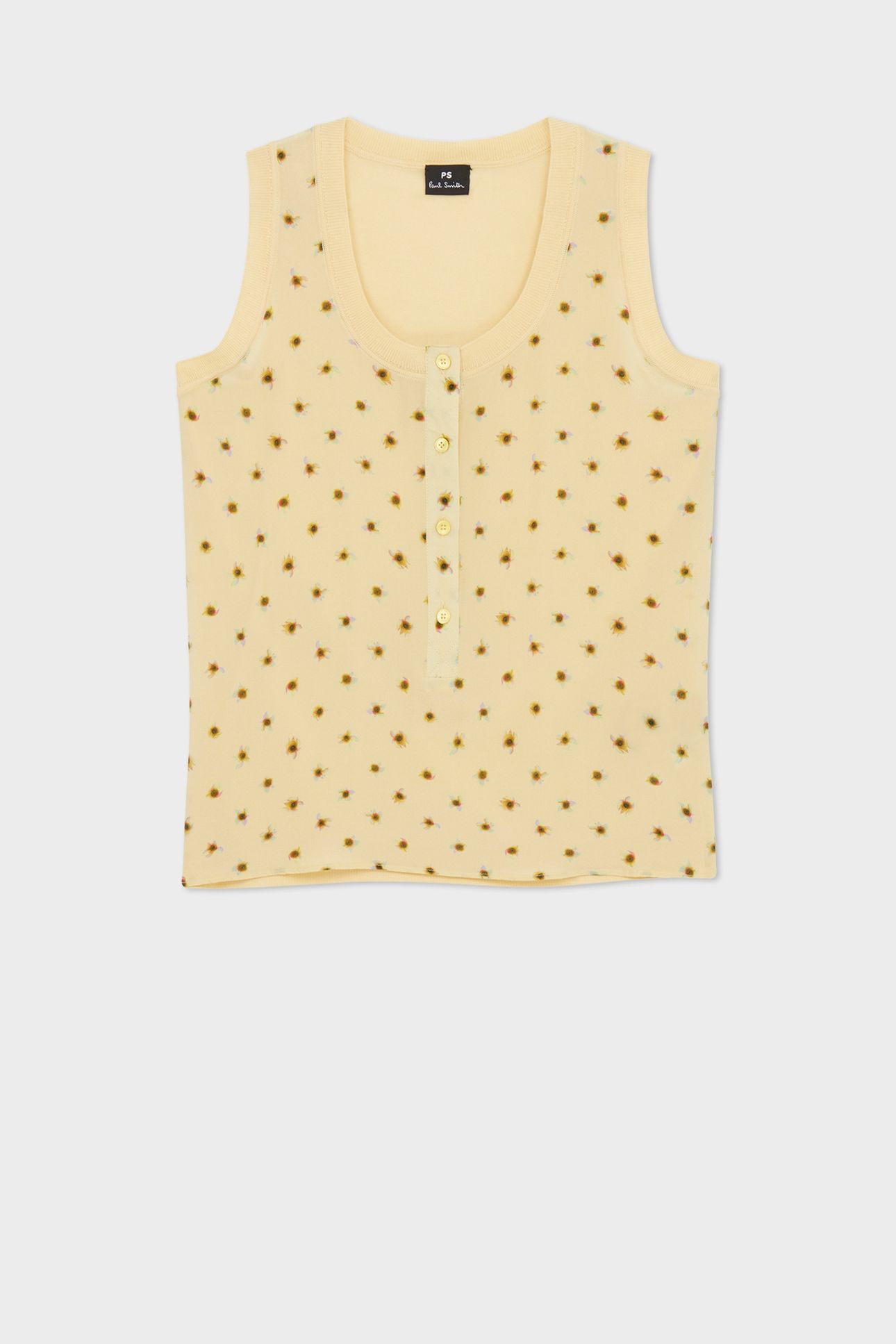 KNITTED VEST WOVEN FRONT YELLOW 1