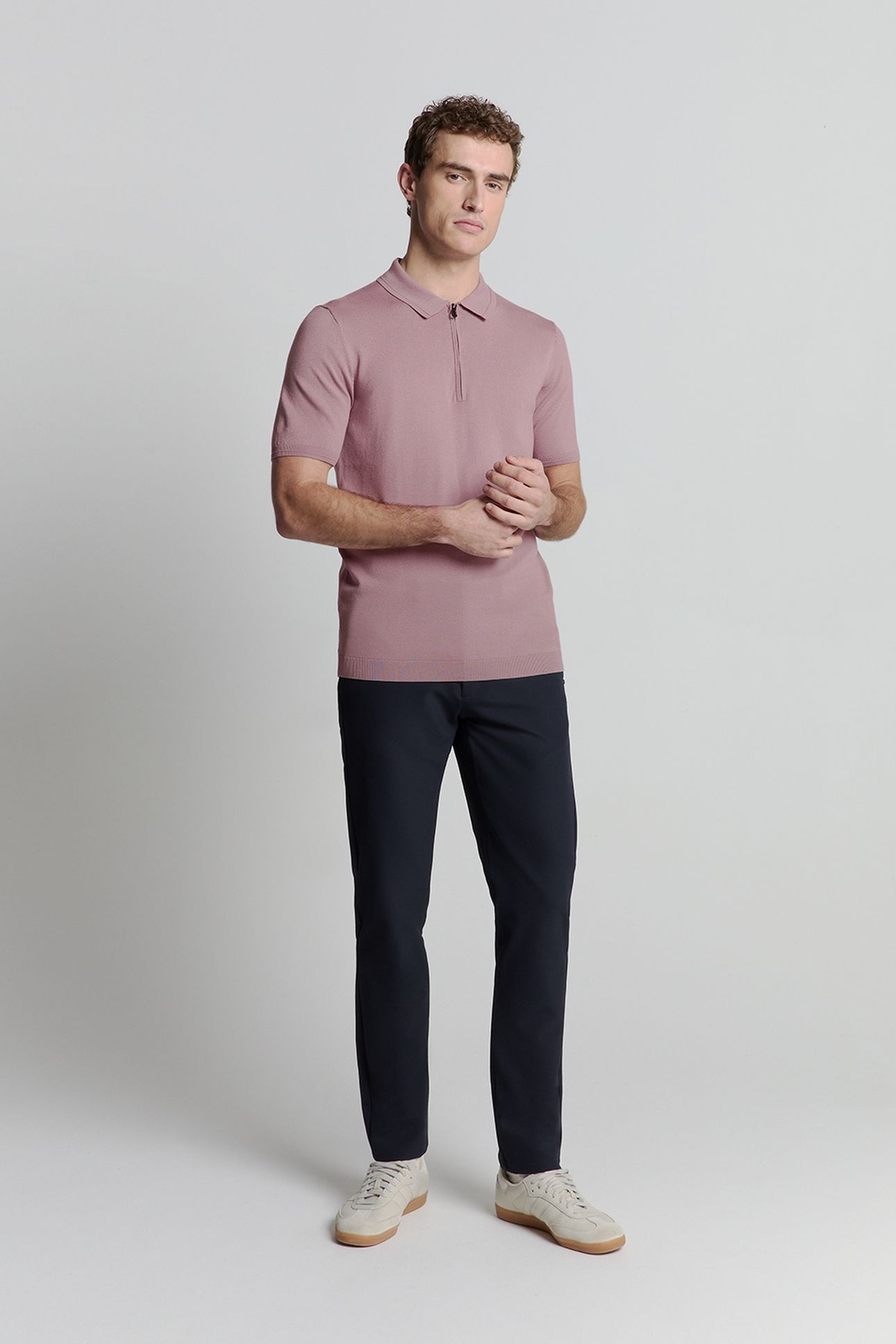 PULLOVER SHORT SLEEVE POLO ZIP SOLID MAUVE 4