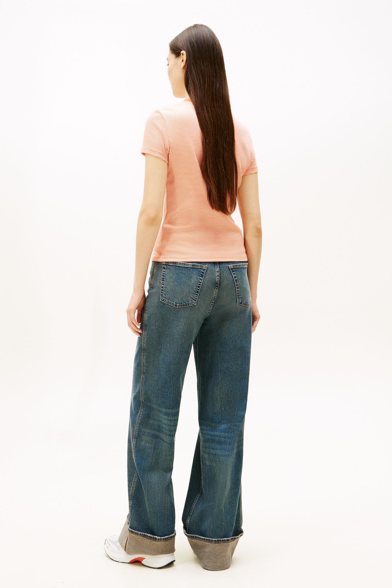 SLIM ESSENTIAL T-SHIRT ORANGE/ECRU STRIPE 4