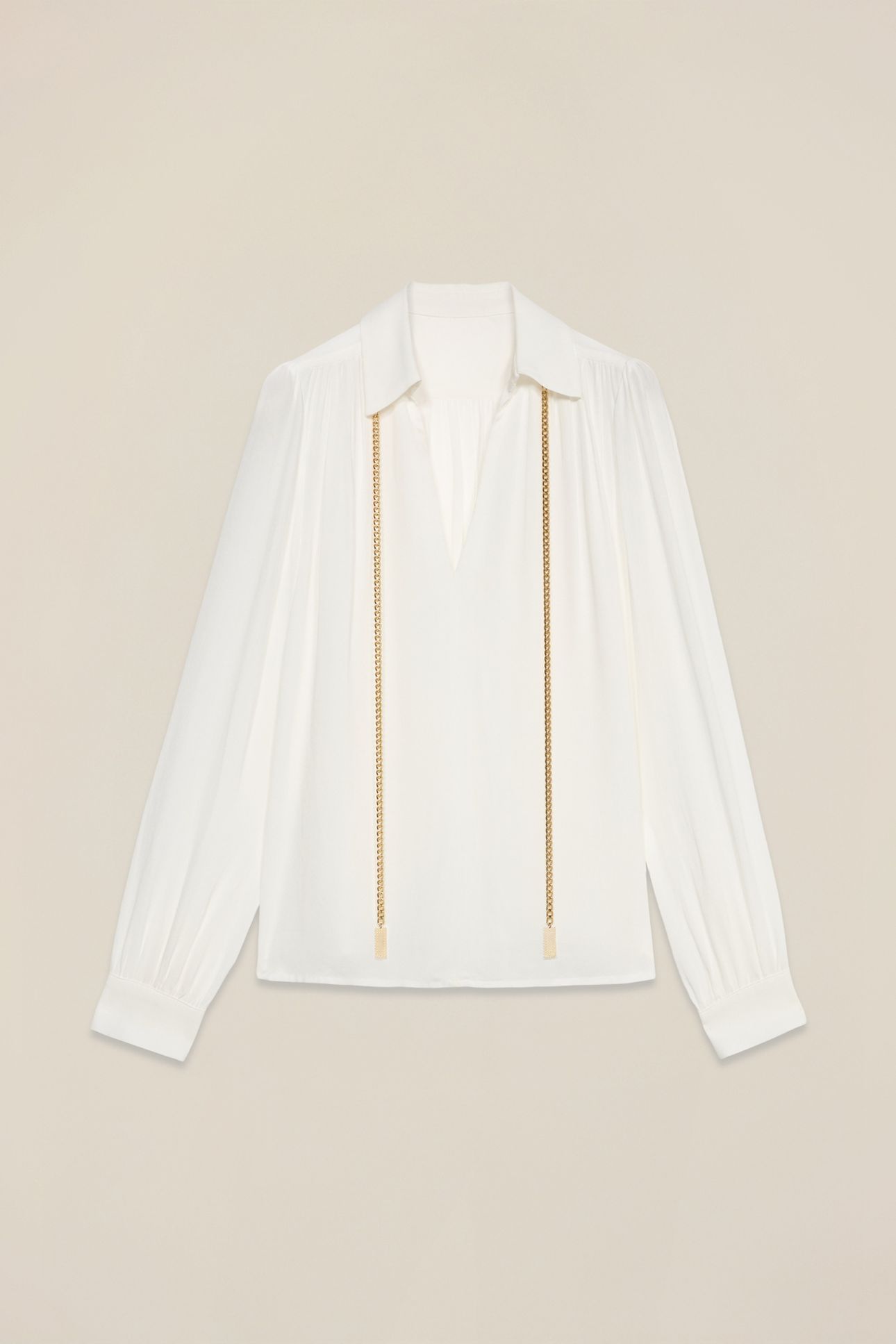 CREPE FABRIC BLOUSE WITH CHAIN WHITE 3