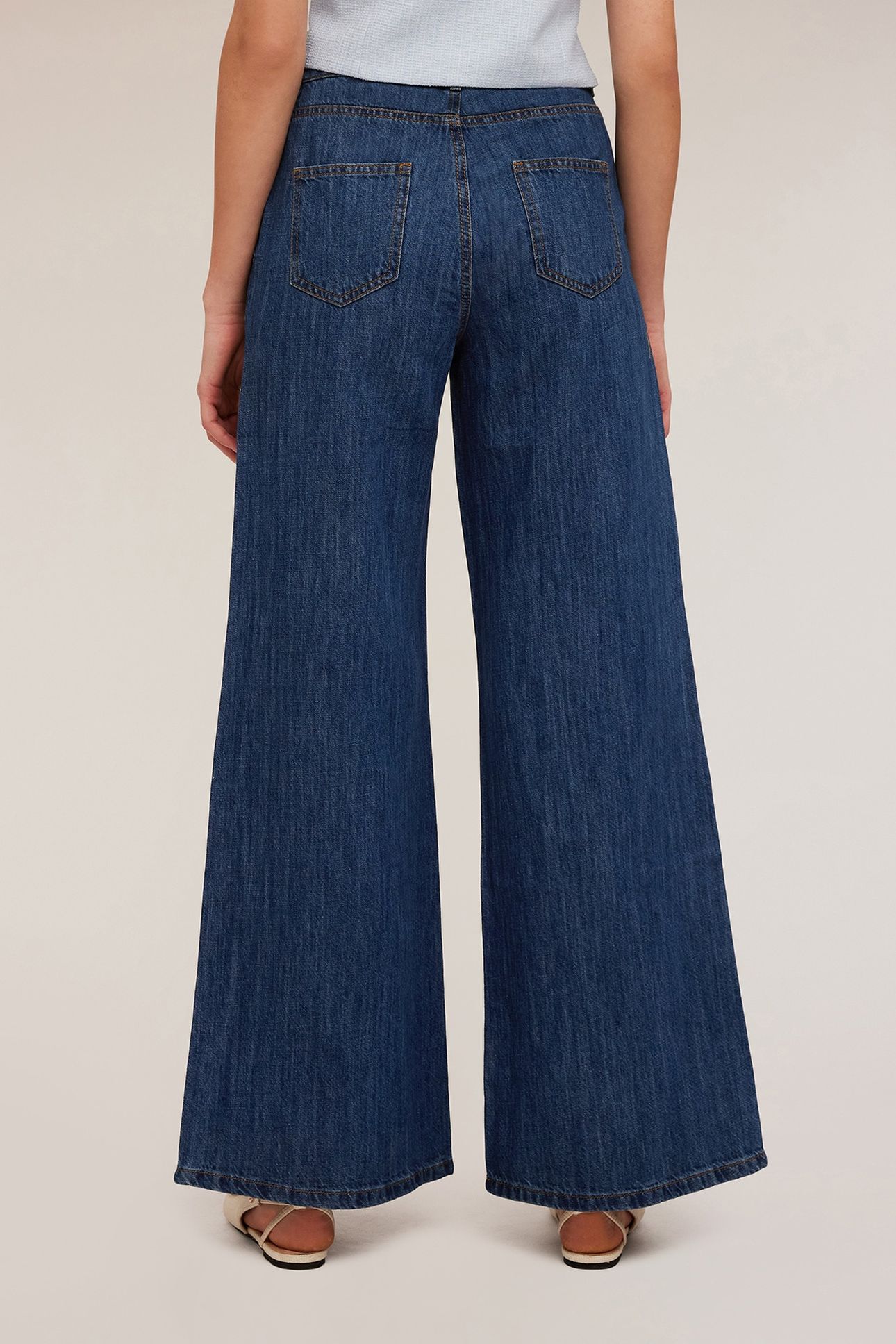 WIDE LEG JEANS IN LINEN BLEND BLUE 3