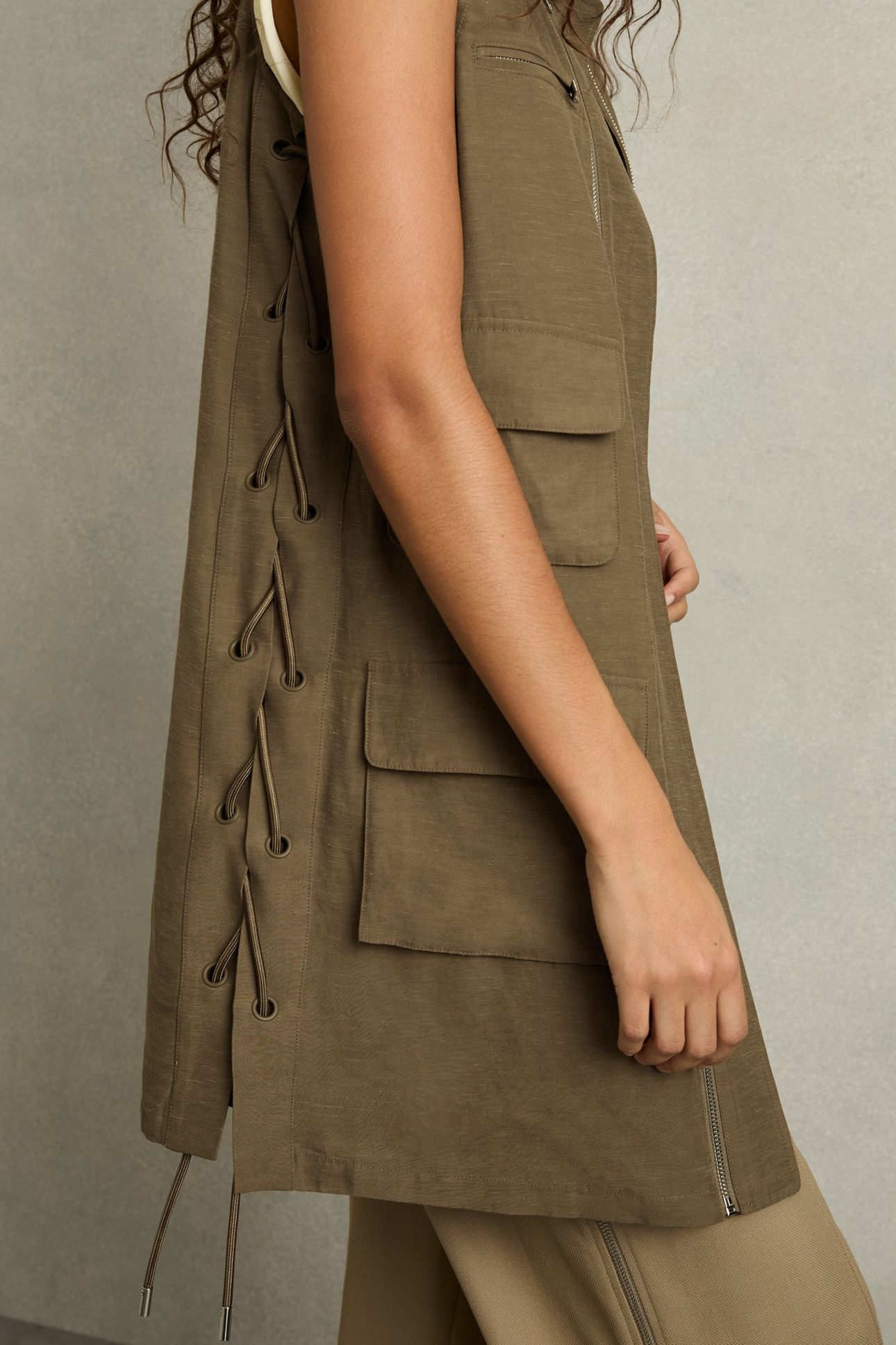 UTILITY LINEN DRESS KHAKI 7