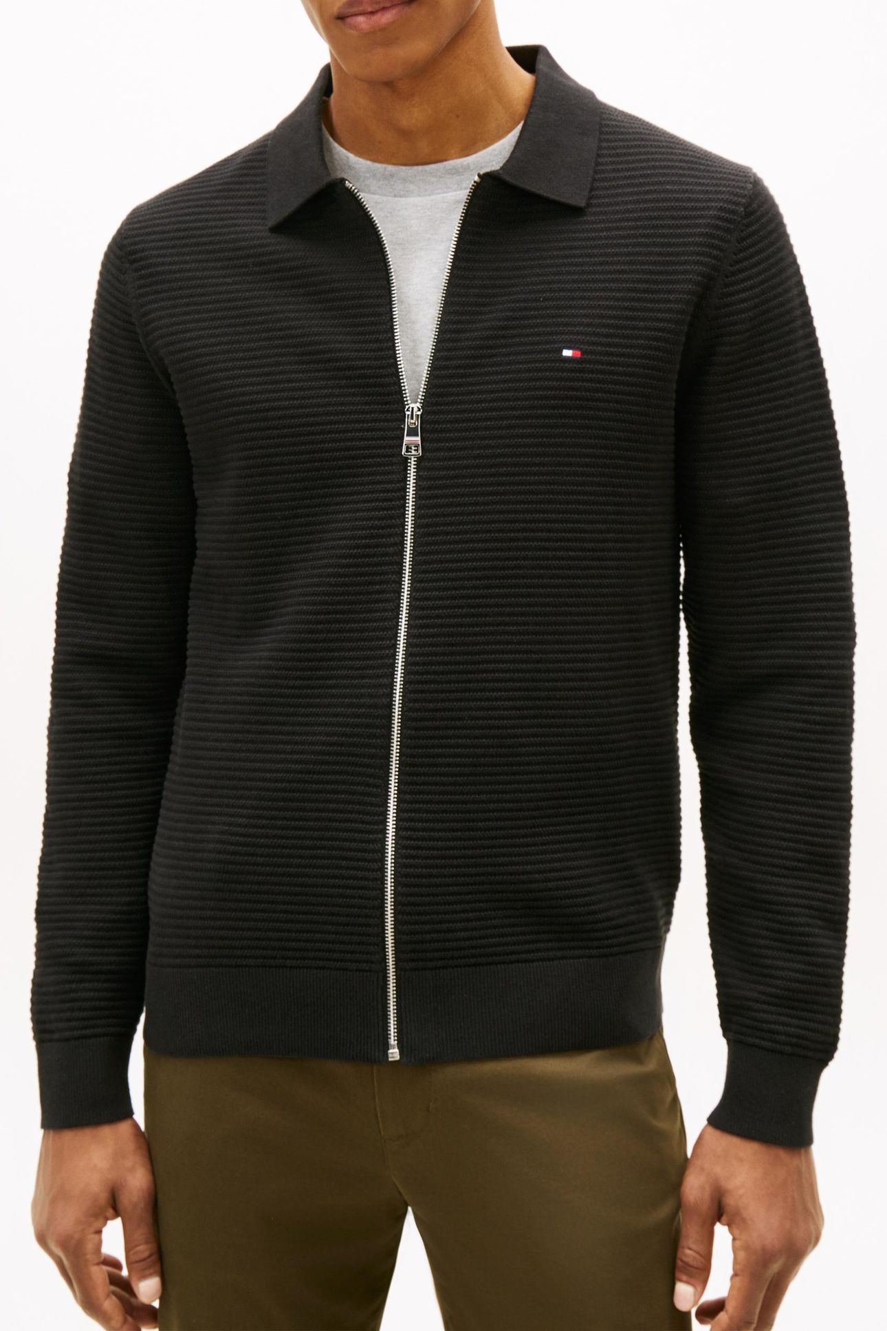 SEASONAL STRUCTURE ZIP SWEATER BLACK 1