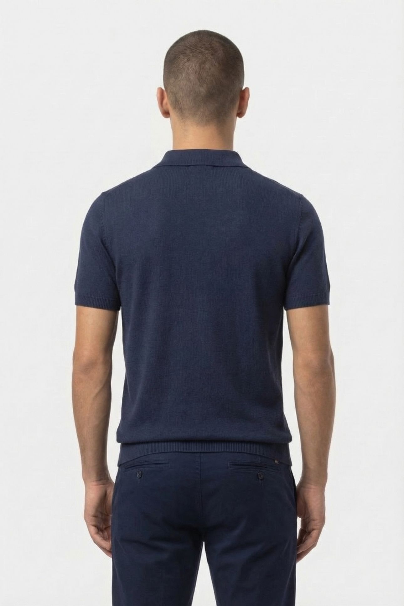 PULLOVER SHORT SLEEVE POLO BUTTON SOLID DEEP BLUE 2