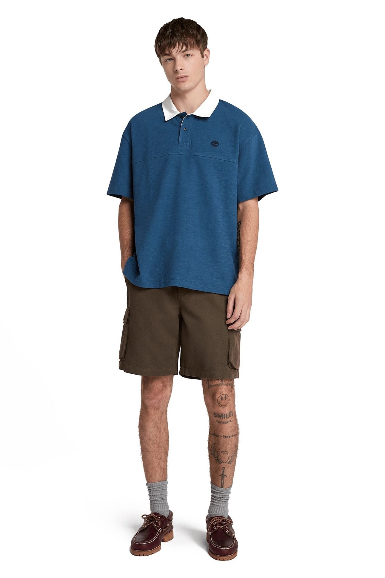 TEXTURED POLO DARK DENIM 4