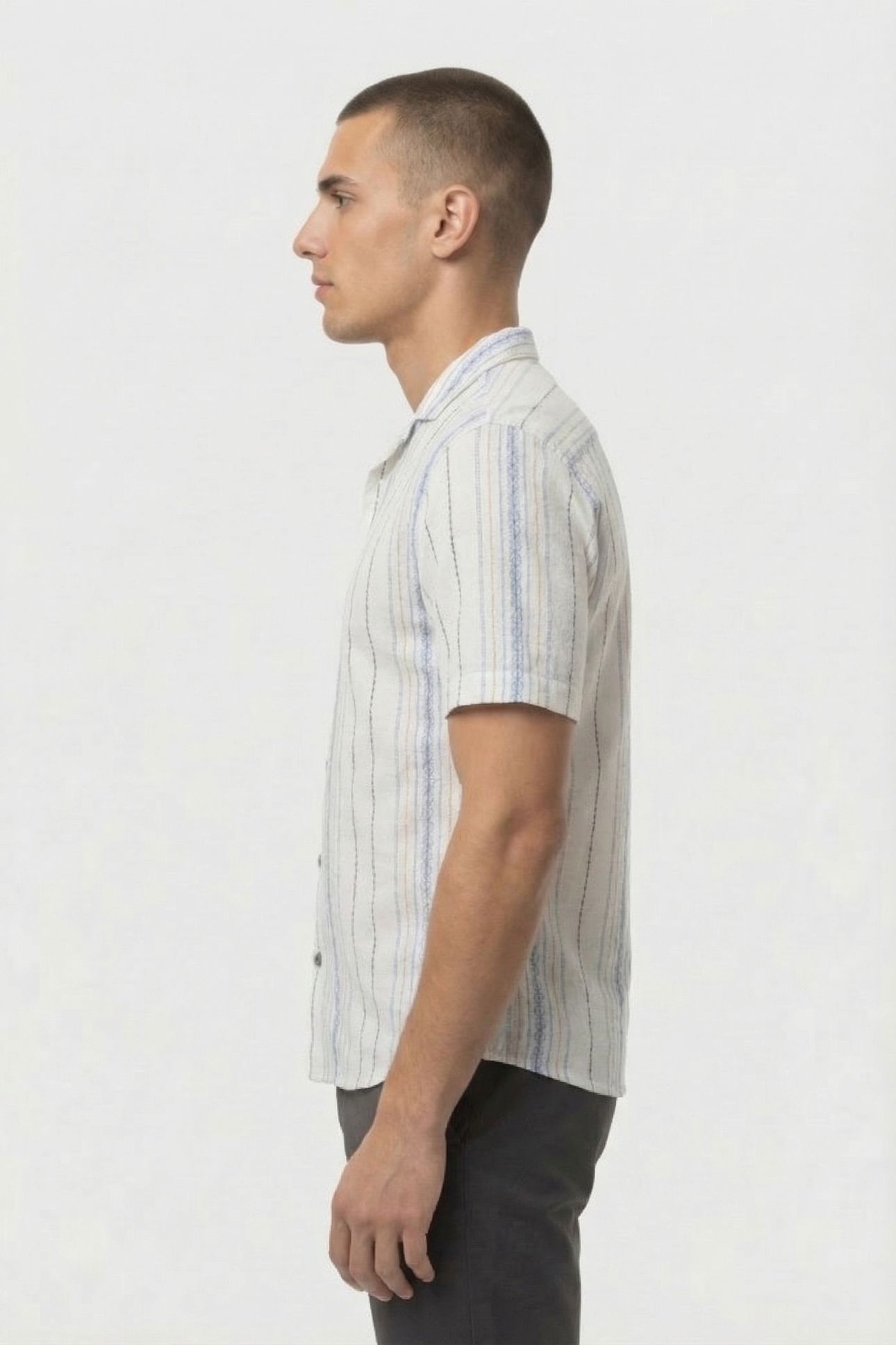 SHIRT SHORT SLEEVE REVERS COLLAR DOBBY VERTICAL EMBROIDERED 5