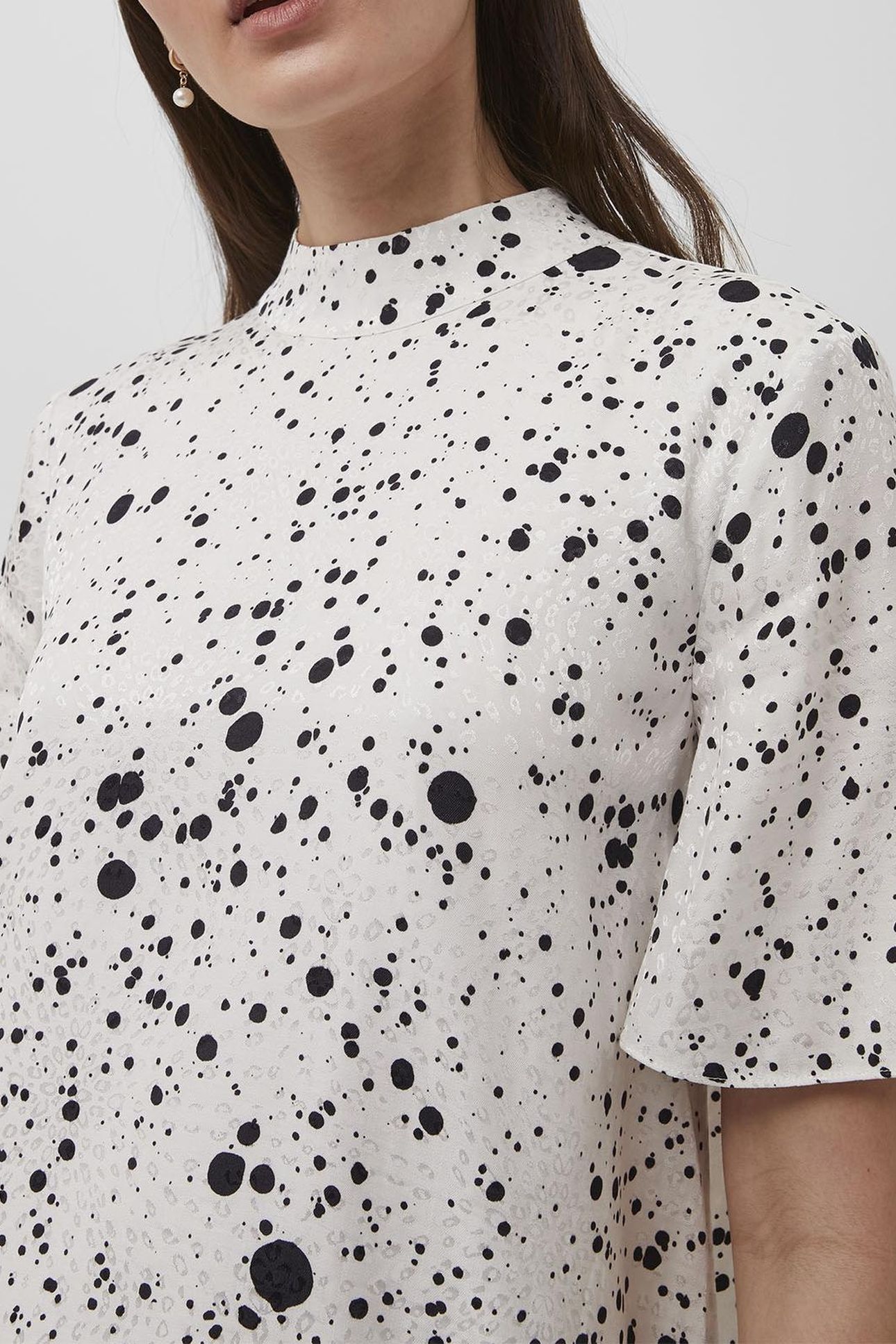 DROPLET DRAPE SSLV SWING DRESS SUMMER WHITE/BLACK 4
