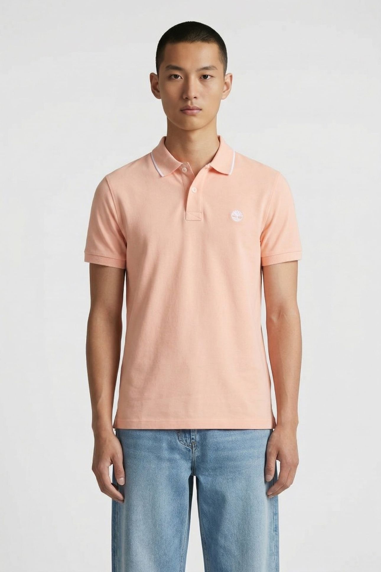 MILLERS RIVER PRINTED SHORT SLEEVE POLO TROPICAL PEACH 2