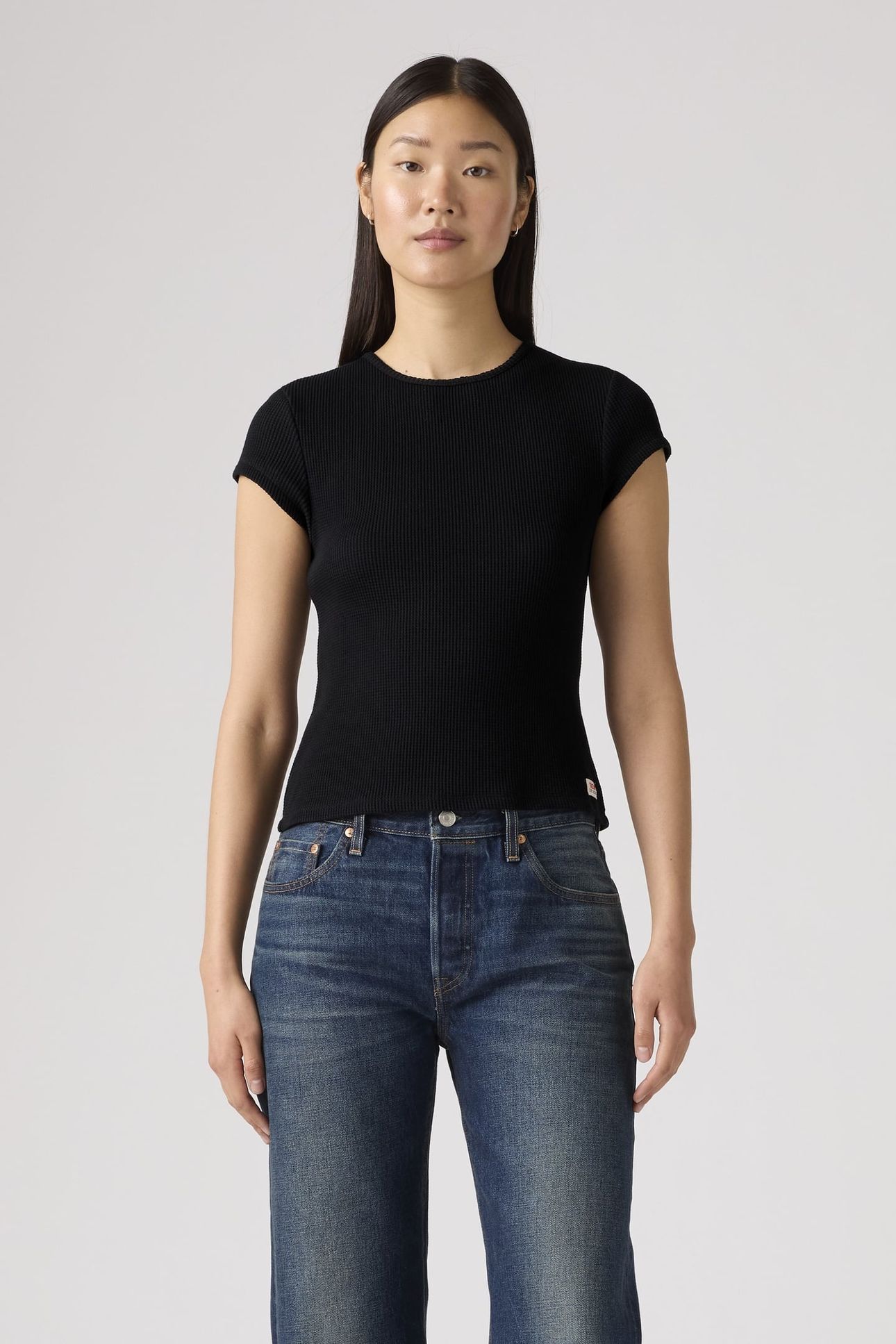DRY GOODS WAFFLE CAP-SLEEVE TEE 2