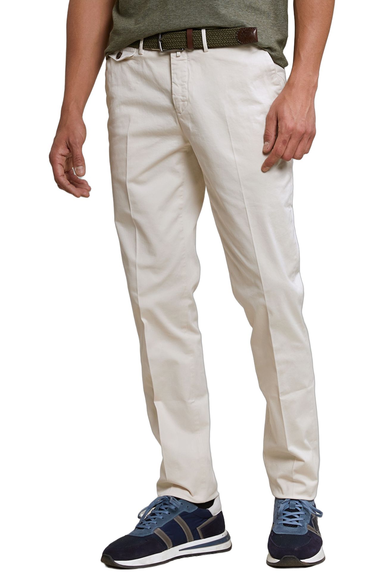 COTTON CHINO PANTS STRETCH EGG SHELL 1