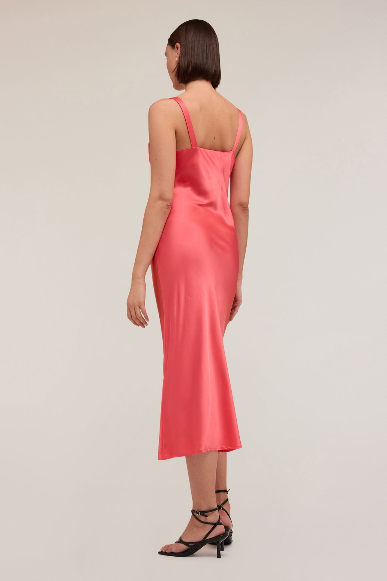 STRETCH SATIN CROSSOVER DRESS PINK 2