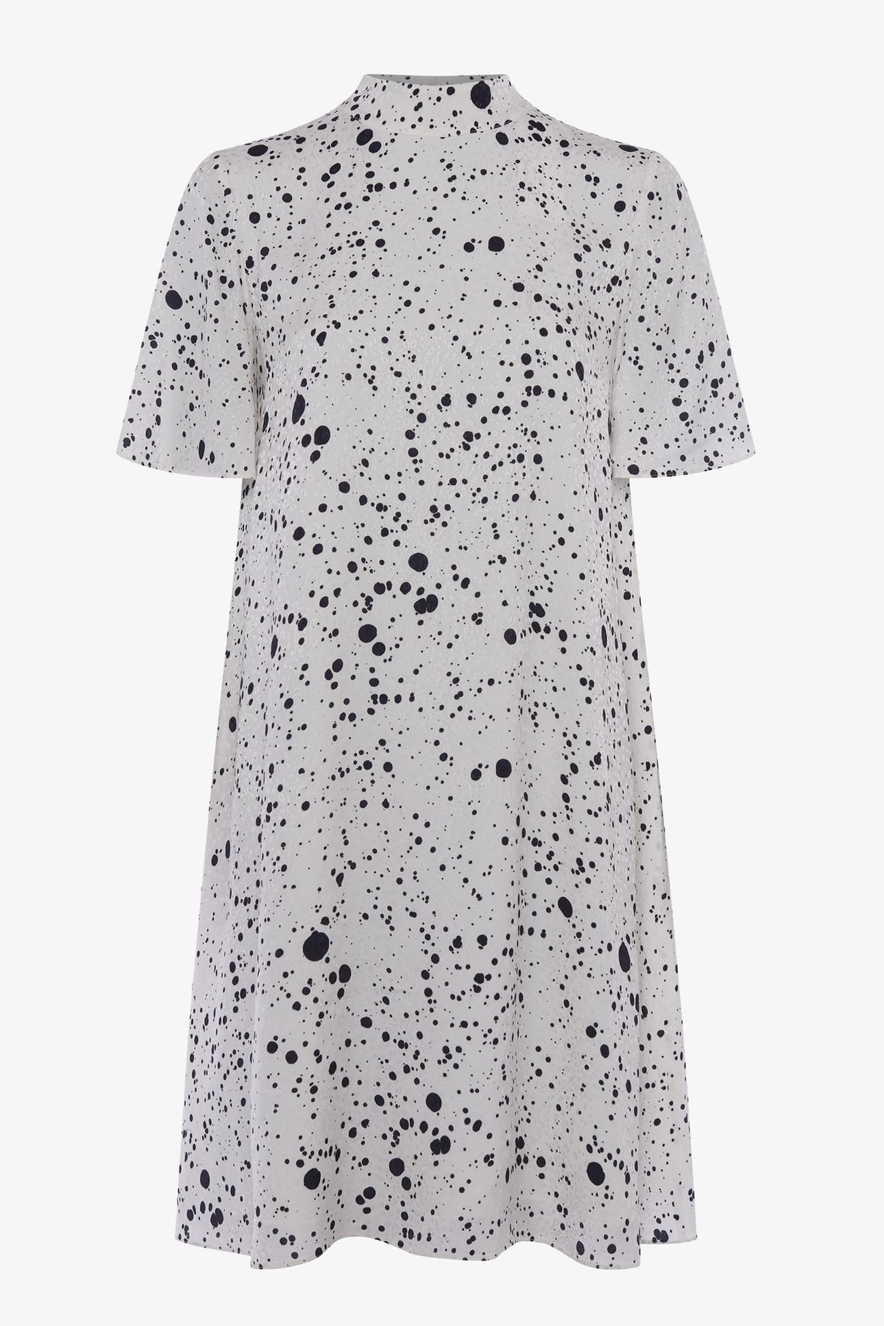 DROPLET DRAPE SSLV SWING DRESS SUMMER WHITE/BLACK 3